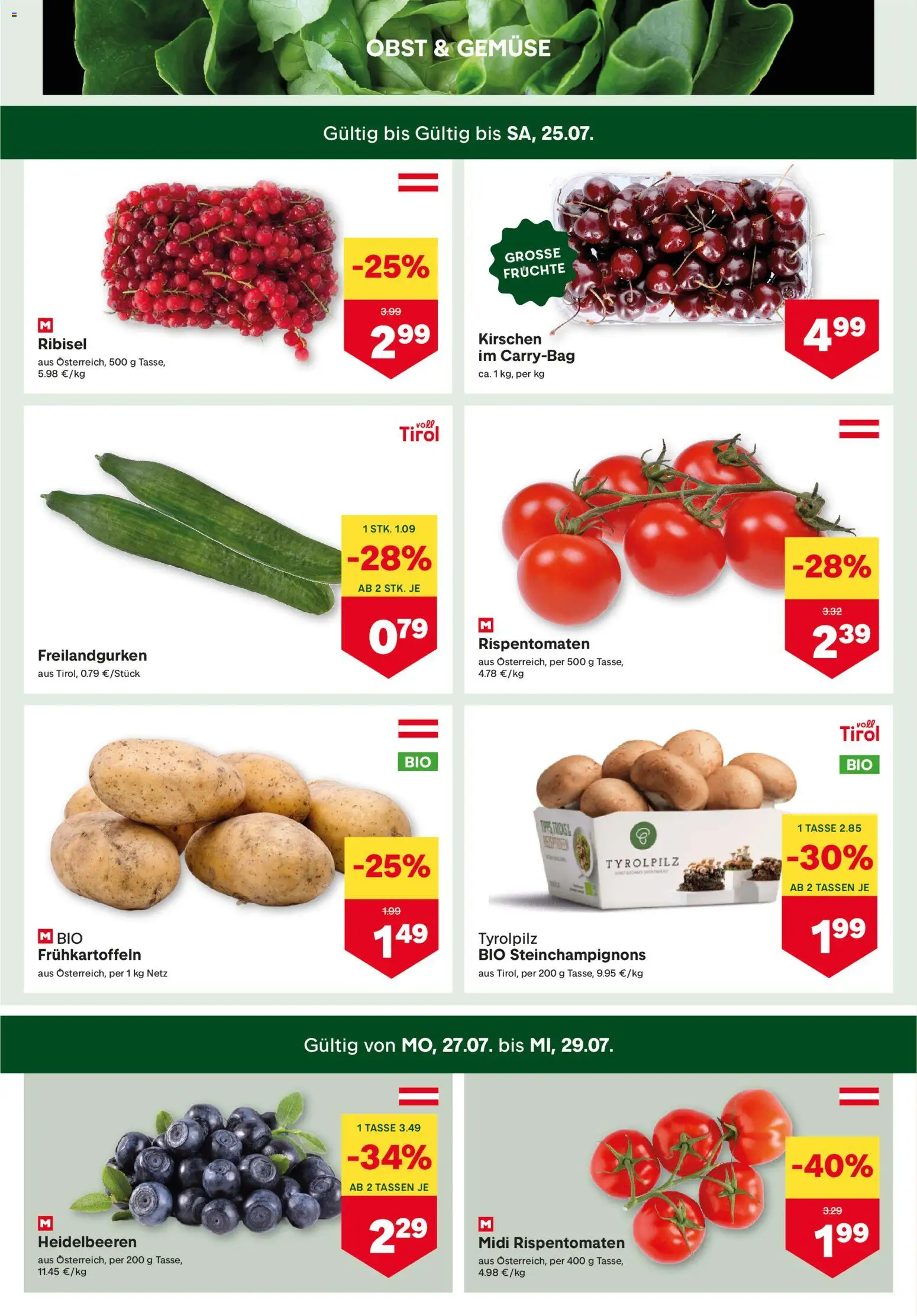 MPREIS Flugblatt gültig ab 23.07.2026 | Seite: 2 | Produkte: Gemüse, Obst