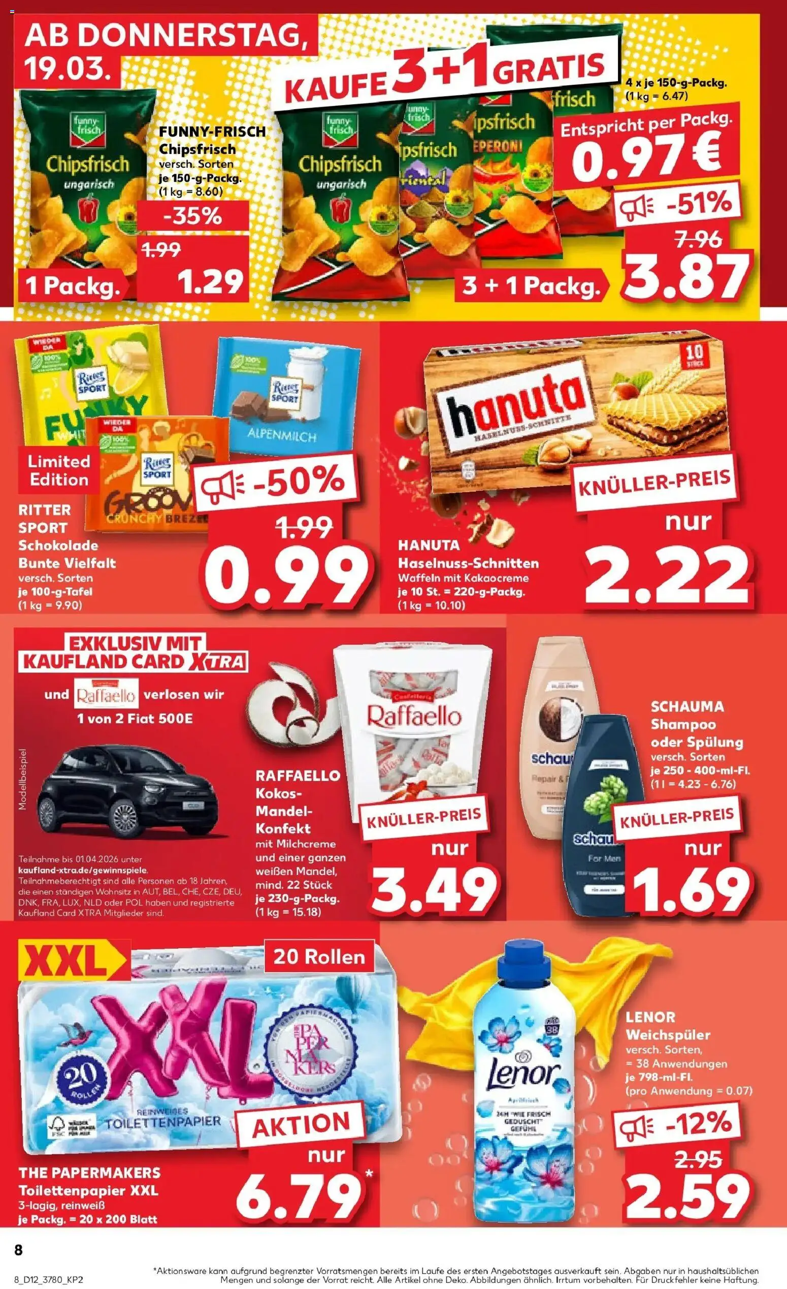 Kaufland Prospekt Annaberg-Buchholz	 – gültig ab 19.03.2026 | Seite: 8 | Produkte: Ritter sport, Spülung, Weichspüler, Chips