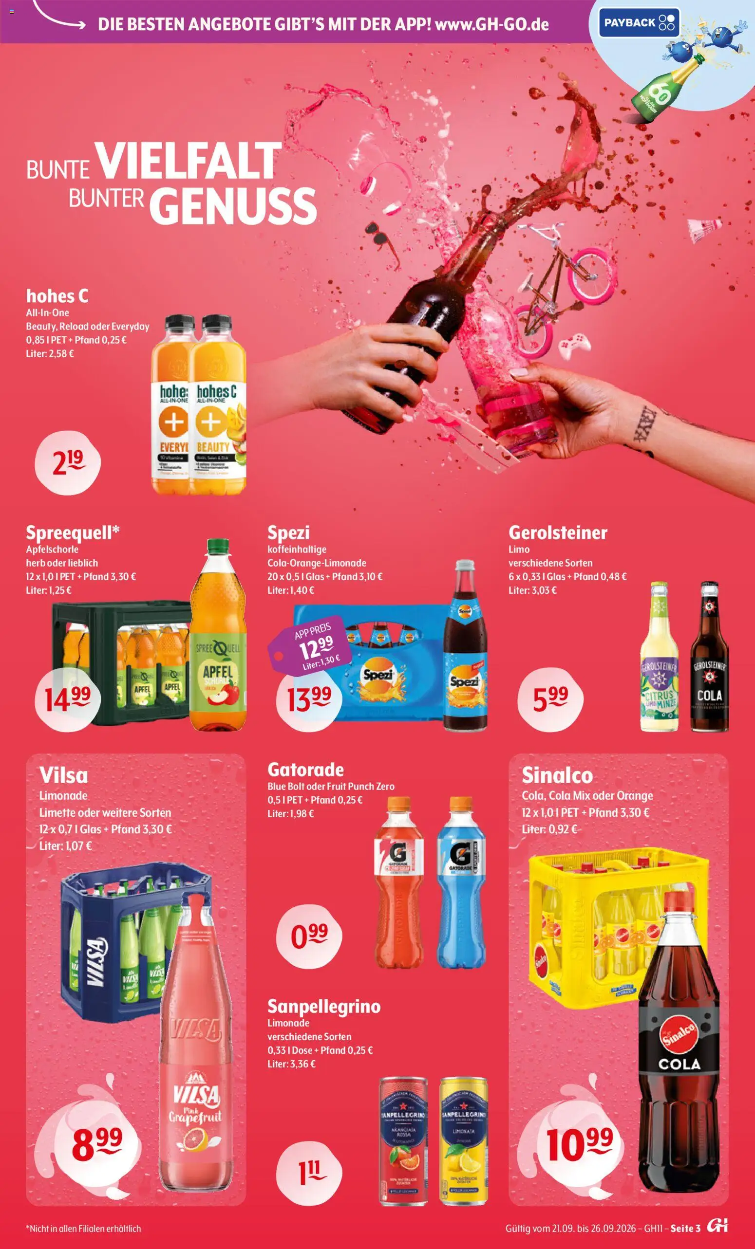 Getränke Hoffmann Prospekt – gültig ab 21.09.2026 | Seite: 3 | Produkte: Sinalco, Cola, Hohes c, Gerolsteiner