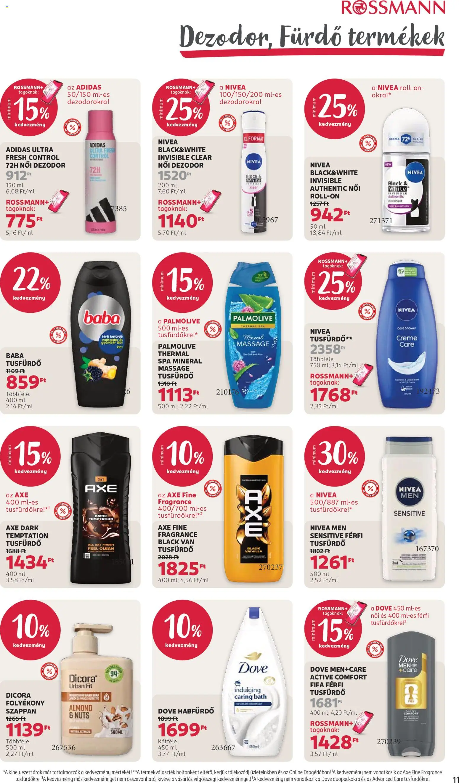 Rossmann akciós ujság - amely érvényes a következő dátumtól: 2026.09.07. | Oldal: 13 | Termékek: Dove, Adidas, Axe, Női dezodor