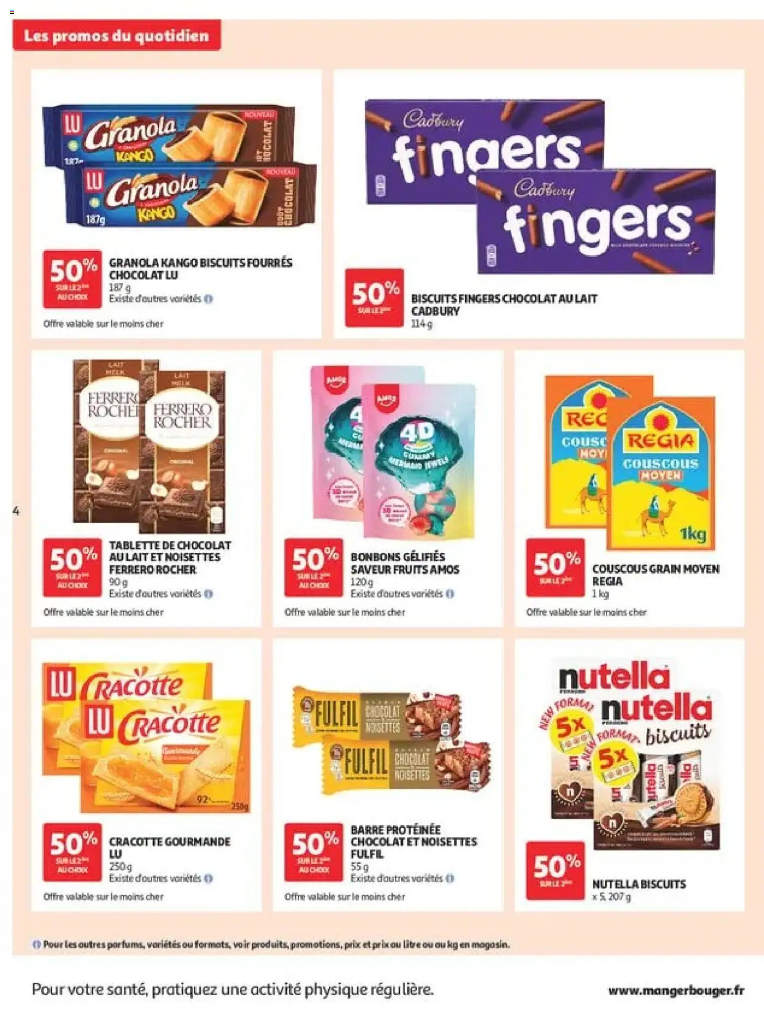 {H1} | Page: 4 | Produits: Tablette, Nutella, Bonbons, Granola