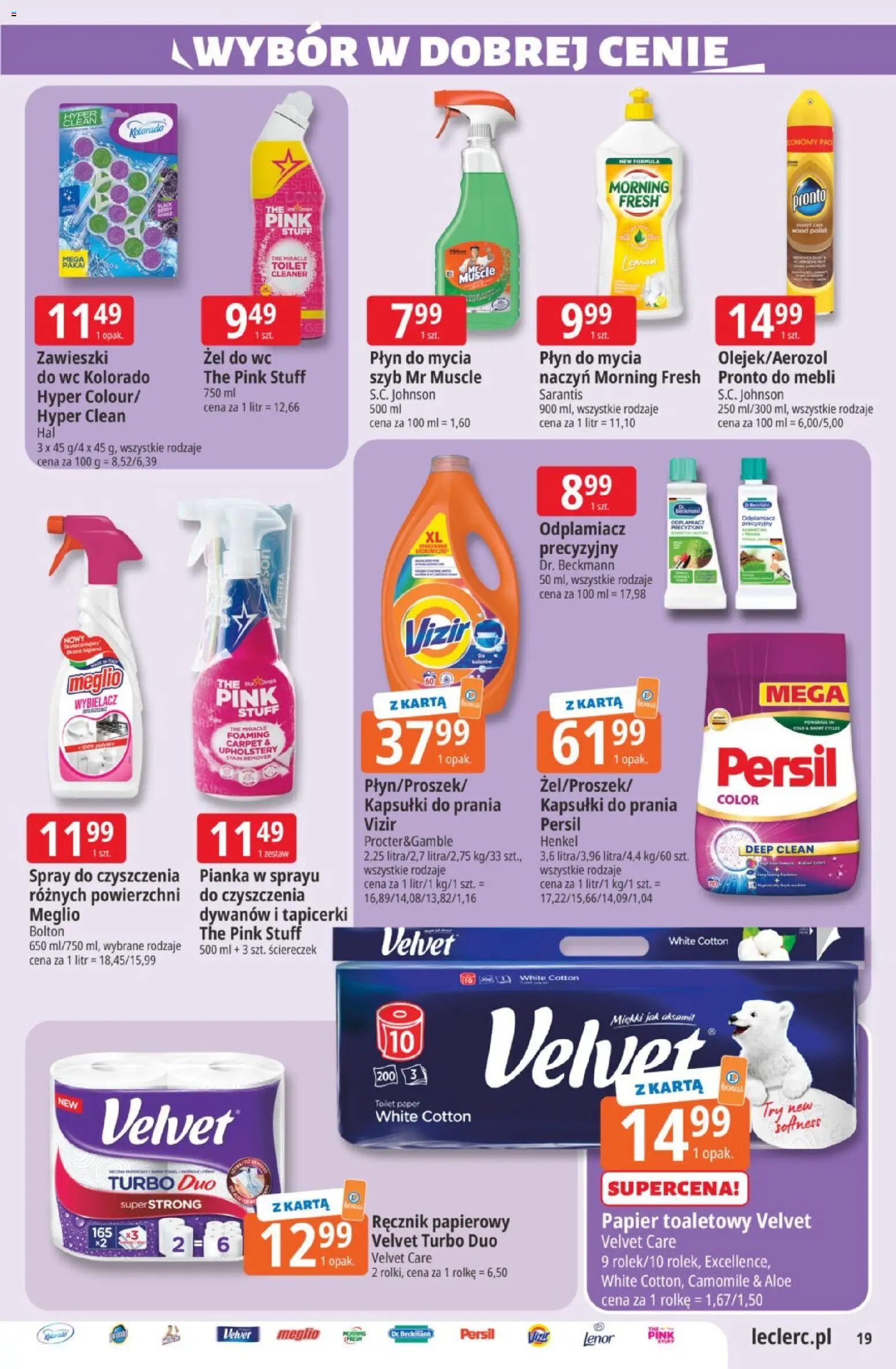 E.Leclerc gazetka od 14.07.2026 | Strona: 19 | Produkty: Meglio, Karta, Cleaner, Pronto do mebli