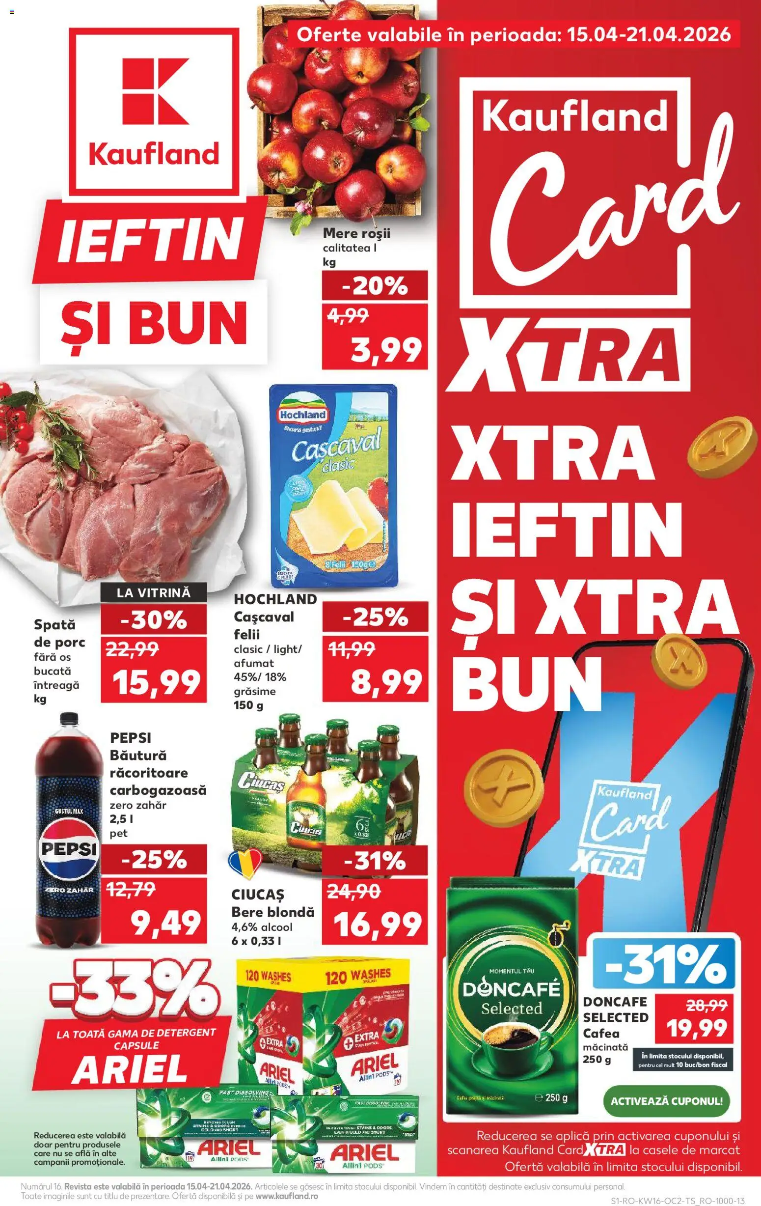 Noul catalog Kaufland – valabil de la 15.04.2026 | Pagină: 1 | Produse: Cașcaval, Mere, Roșii, Detergent