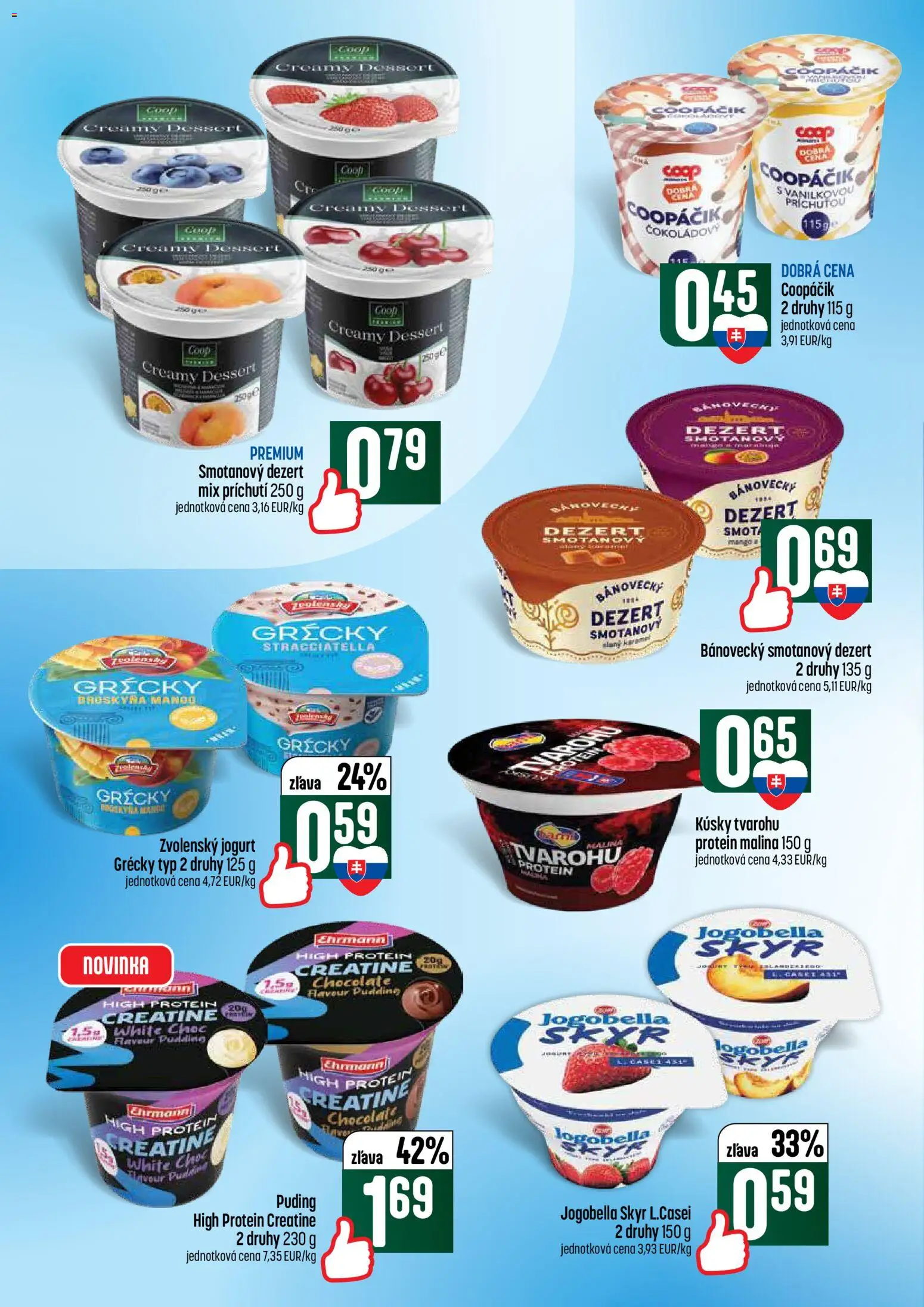 Nové COOP Jednota akcie – leták je platný od 02.07.2026 | Strana: 24 | Produkty: Jogurt, Protein, Puding, Mango