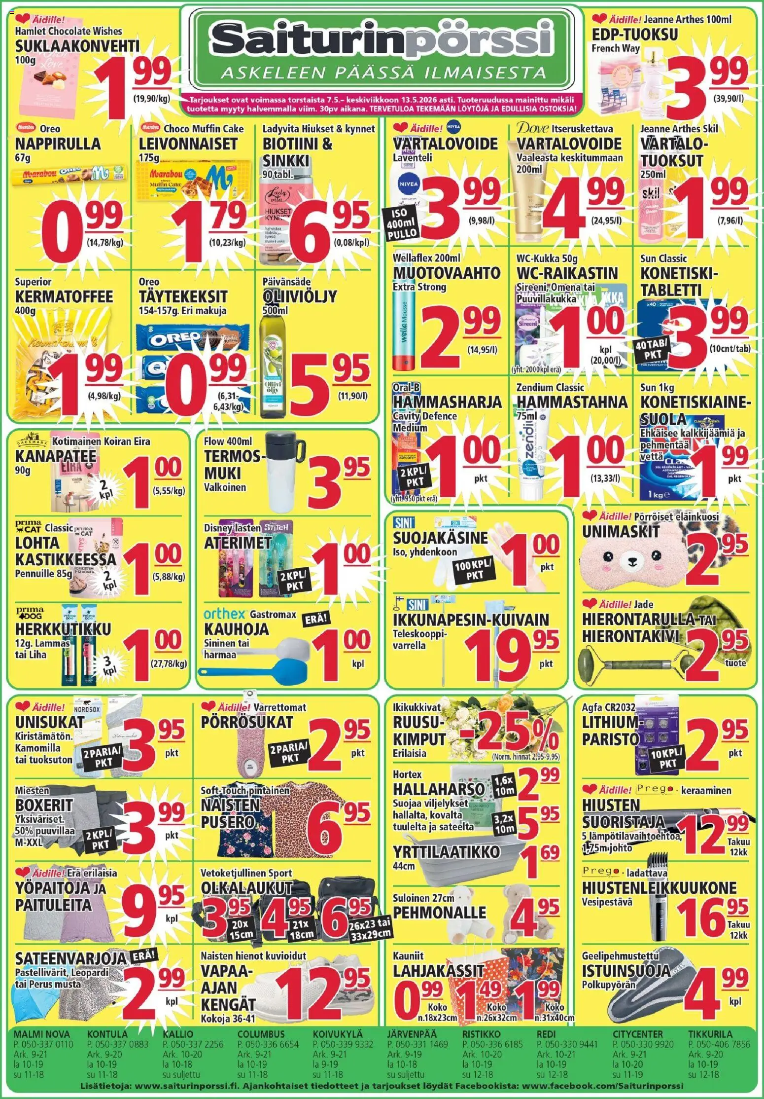 Saiturinpörssi tarjoukset – voimassa 07.05.2026 alkaen | Sivu: 1 | Tuotteet: Mousse, Muki, Vartalovoide, Tabletti