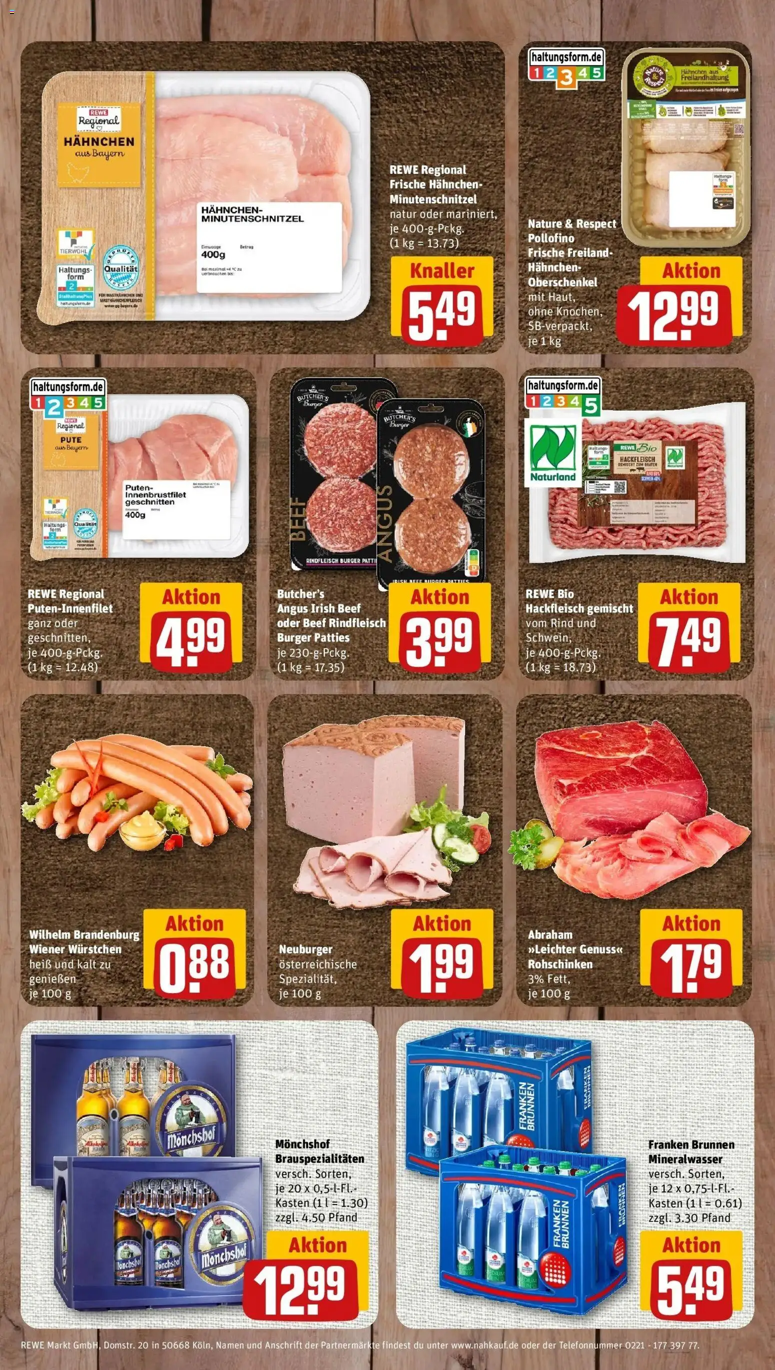 REWE Prospekt ab 26.10.2026 zum Blättern » Angebote | Seite: 10 | Produkte: Pute, Wiener wurstchen, Rindfleisch, Hackfleisch