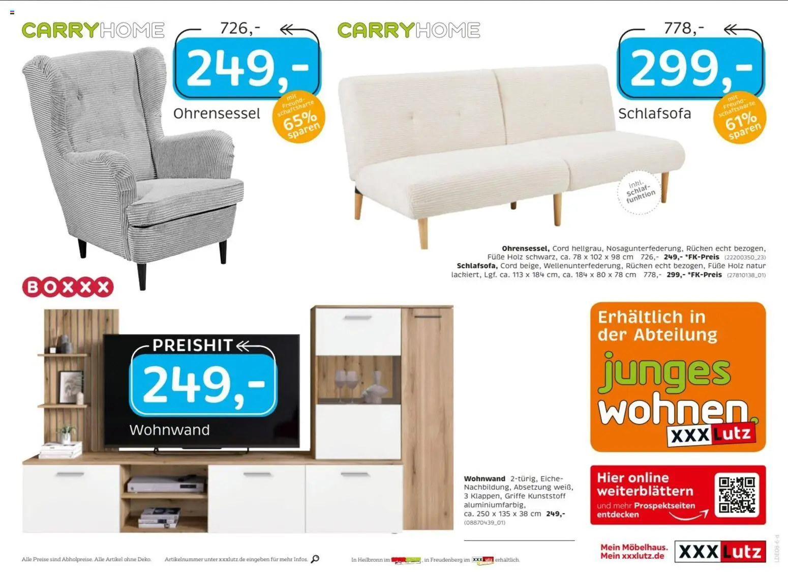 XXXLutz Nr. 1 beim Preis – gültig ab 15.08.2026 | Seite: 23 | Produkte: Schlafsofa, Wohnwand
