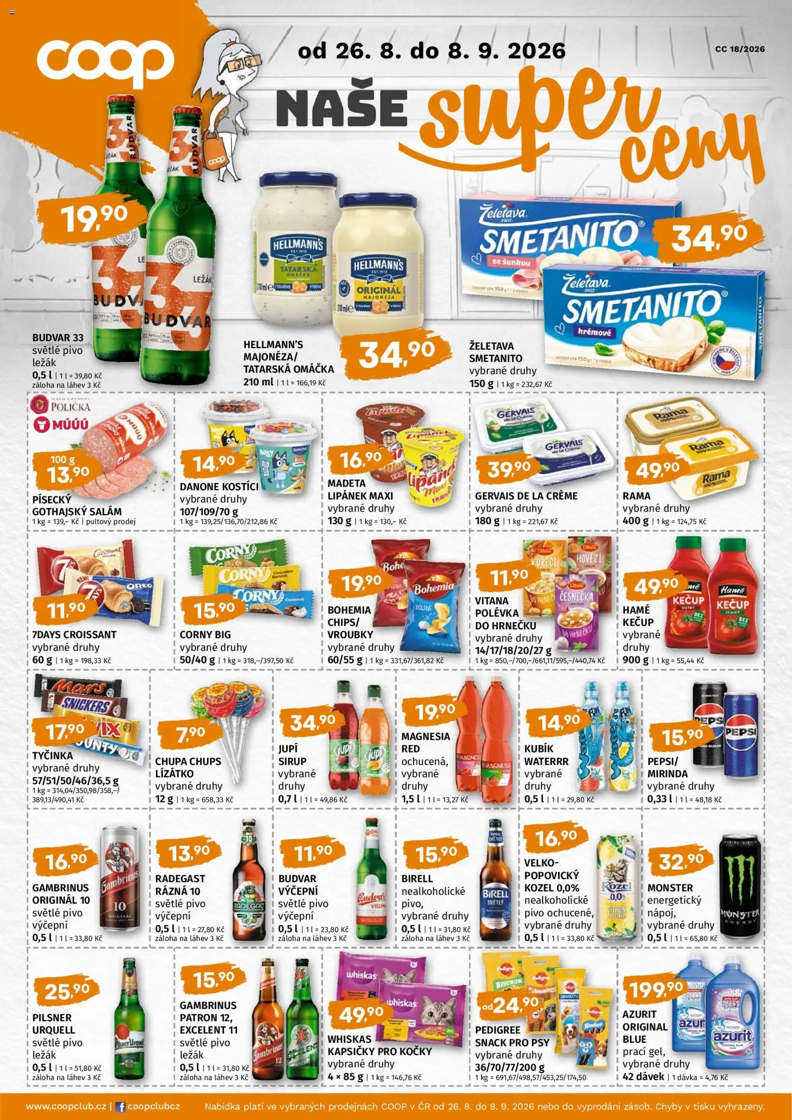 Trefa leták - COOP naše super ceny od 26.08.2026 | Strana: 1 | Produkty: Polička, Lipánek, Pivo, Pilsner