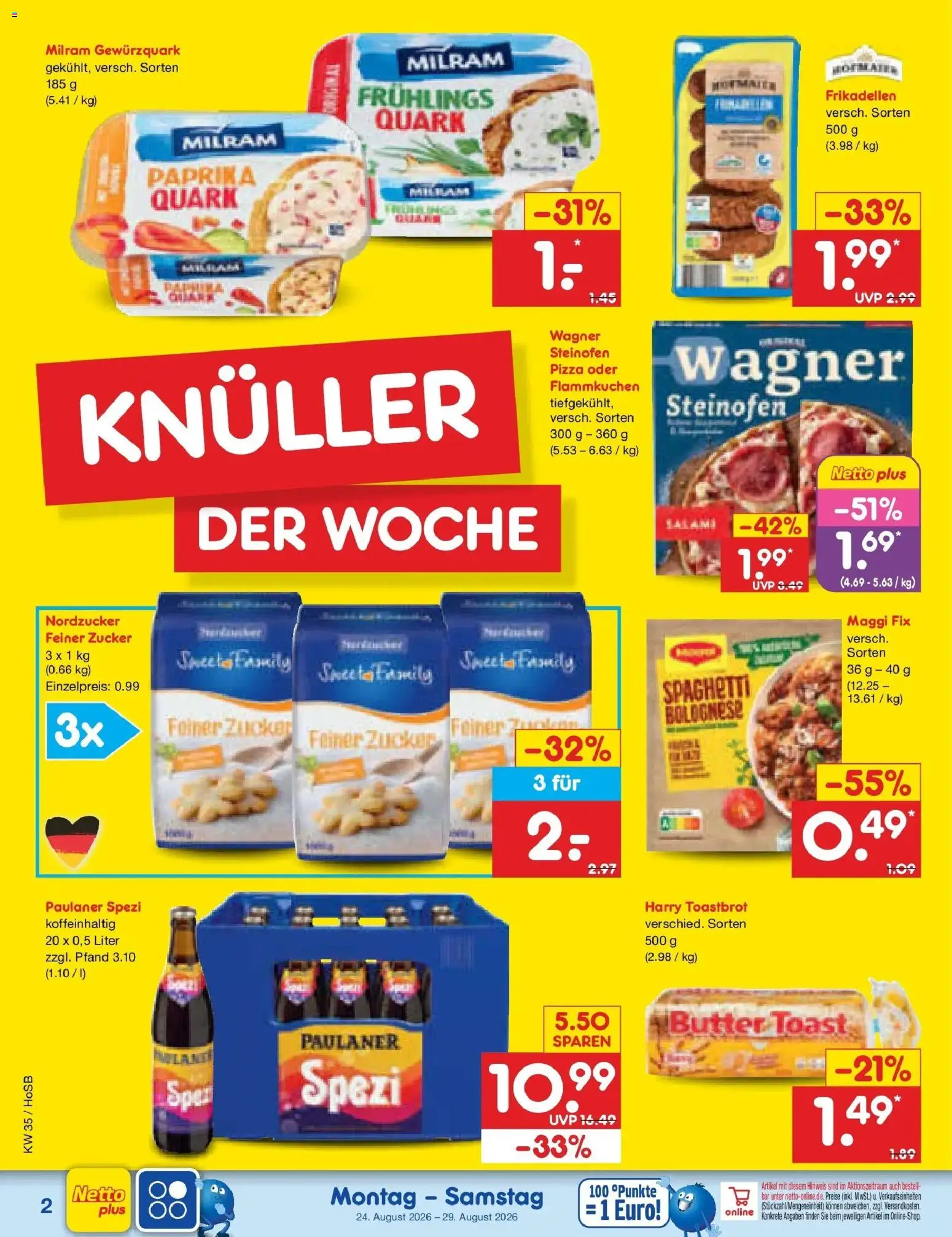 Netto Marken-Discount Prospekt Hannover (ab 24.08.2026) » Angebote | Seite: 2 | Produkte: Maggi, Quark, Butter, Toast