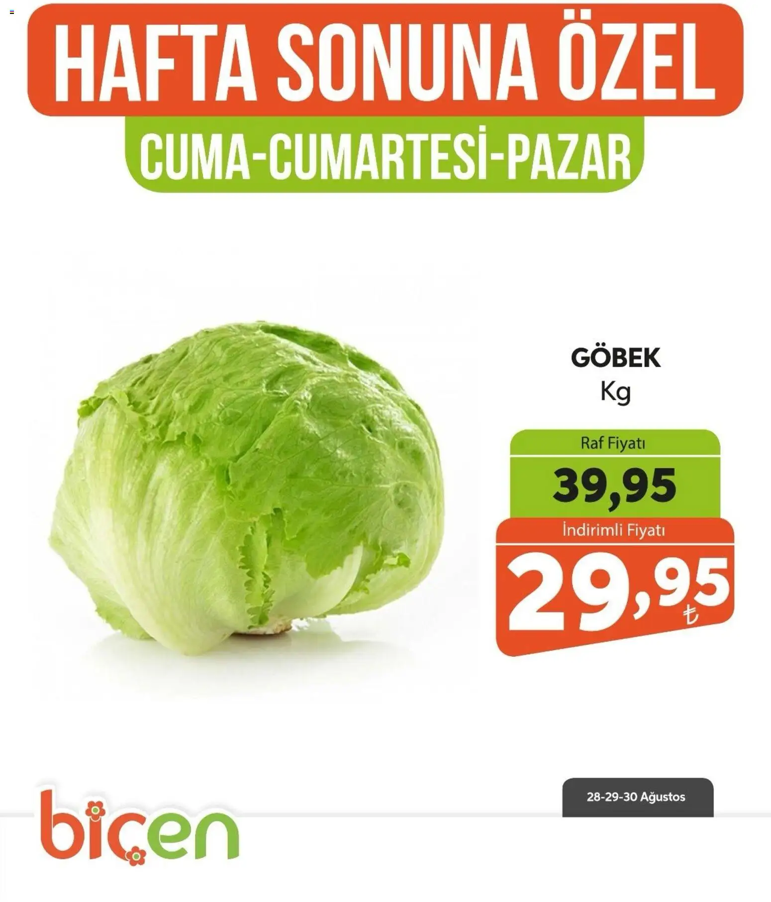 Biçen Market - Hafta Sonuna Özel - Sebze İndirimi - 28 Ağustos 2026 tarihinden itibaren geçerlidir | Sayfa: 19 | Ürünler: Raf