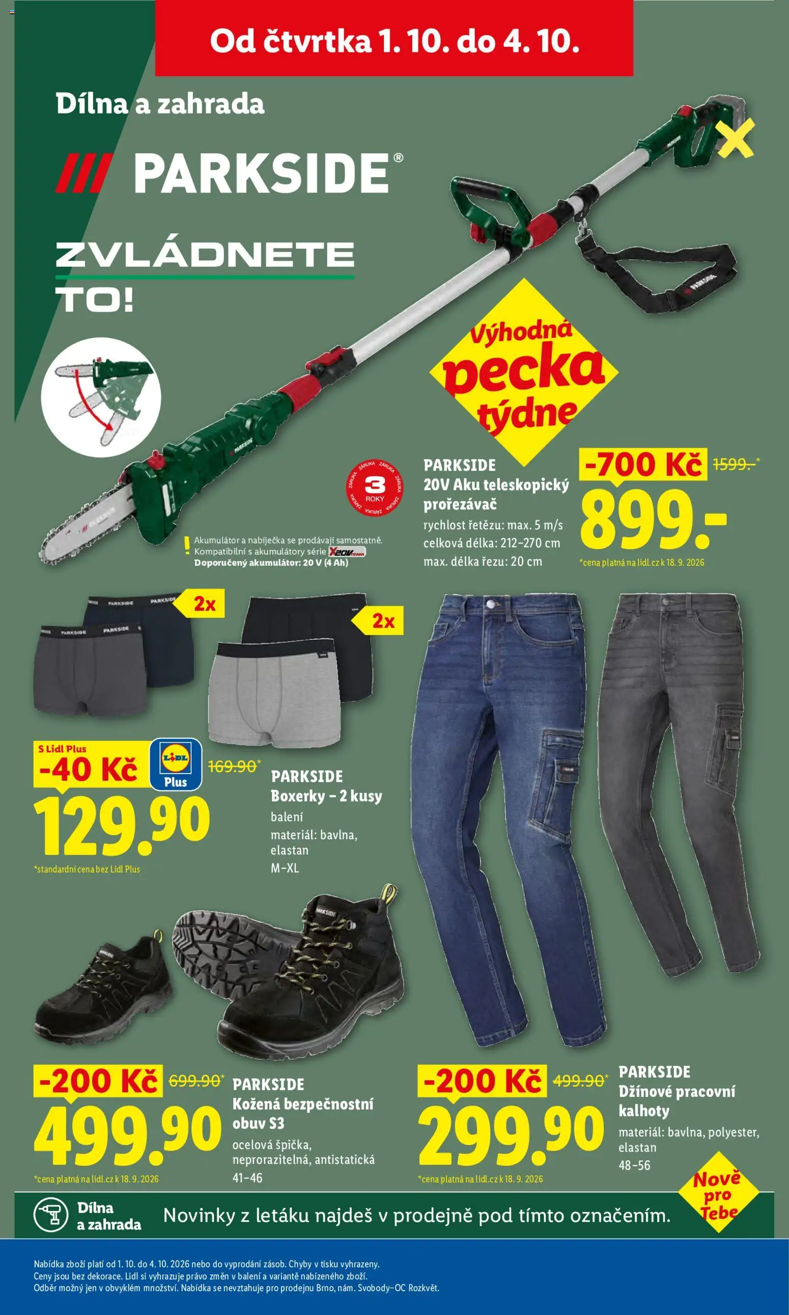 Lidl leták - Spotřební zboží od 29.09.2026 | Strana: 14 | Produkty: Kalhoty, Parkside, Zahrada, Pants