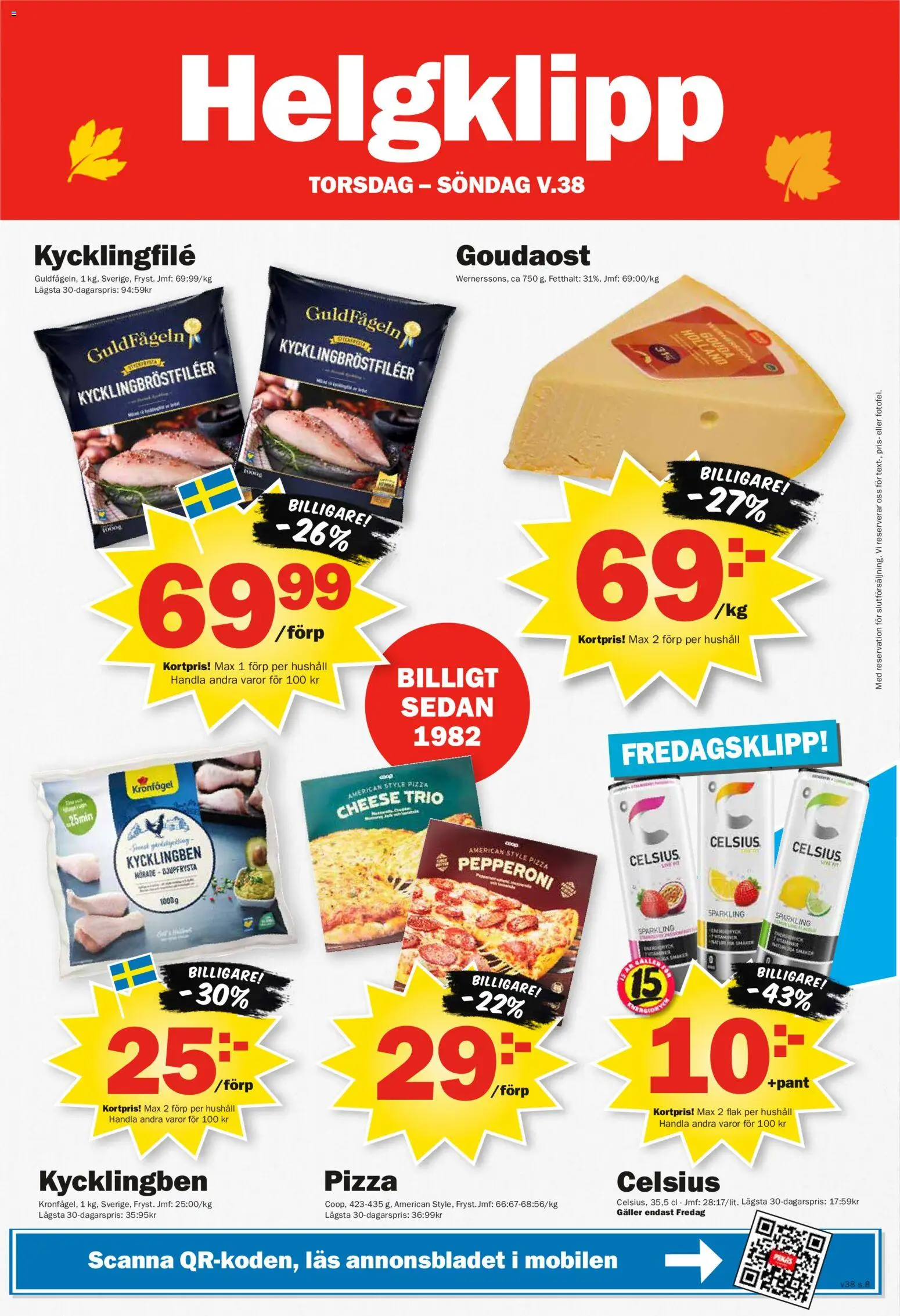 Pekås reklamblad aktuell från 14/09/2026 | Sida: 8 | Produkter: Galler, Pizza, Goudaost, Gouda