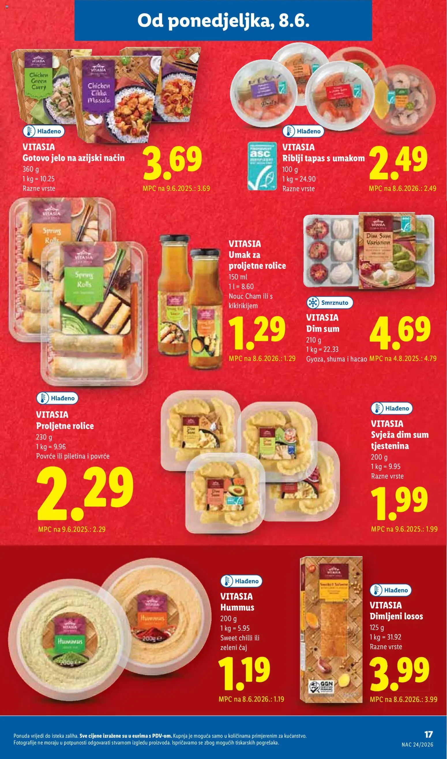 Lidl katalog | vrijedi od 08.06.2026 | Stranica: 17 | Proizvodi: Dimljeni losos, Piletina, Čaj, Povrće
