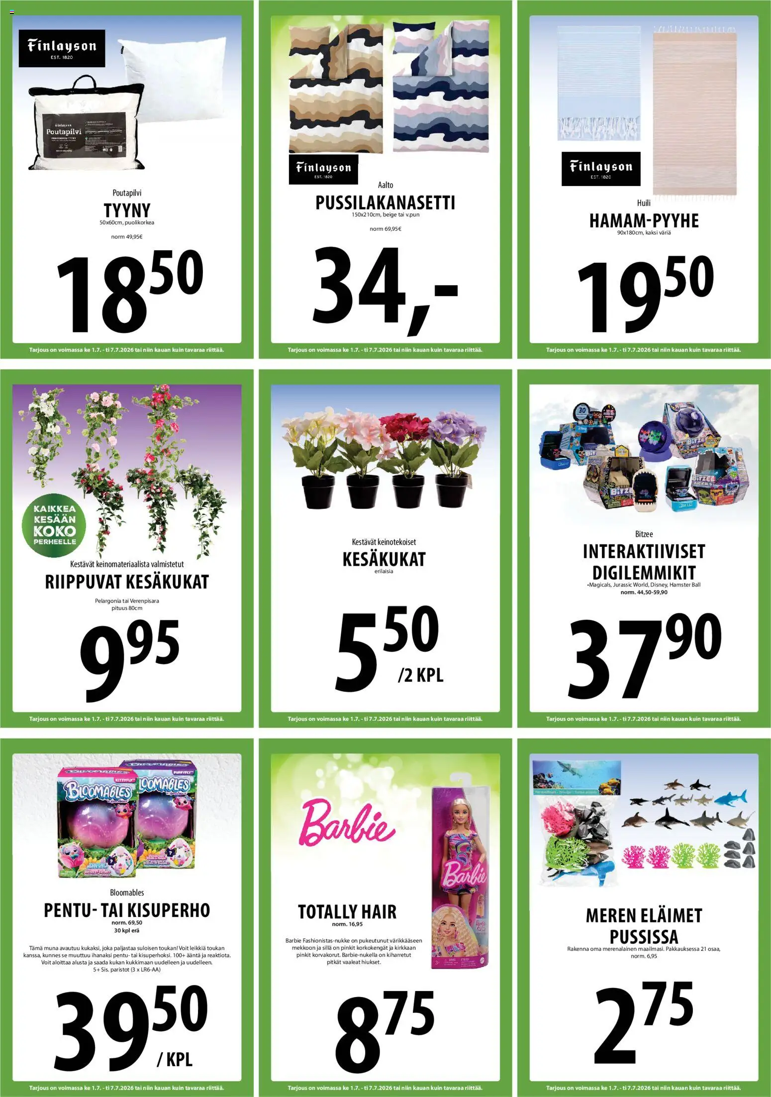 Tuuri tarjoukset – voimassa 01/07/2026 alkaen | Sivu: 17 | Tuotteet: Pussilakanasetti, Tyyny, Paristot, Korkokengät