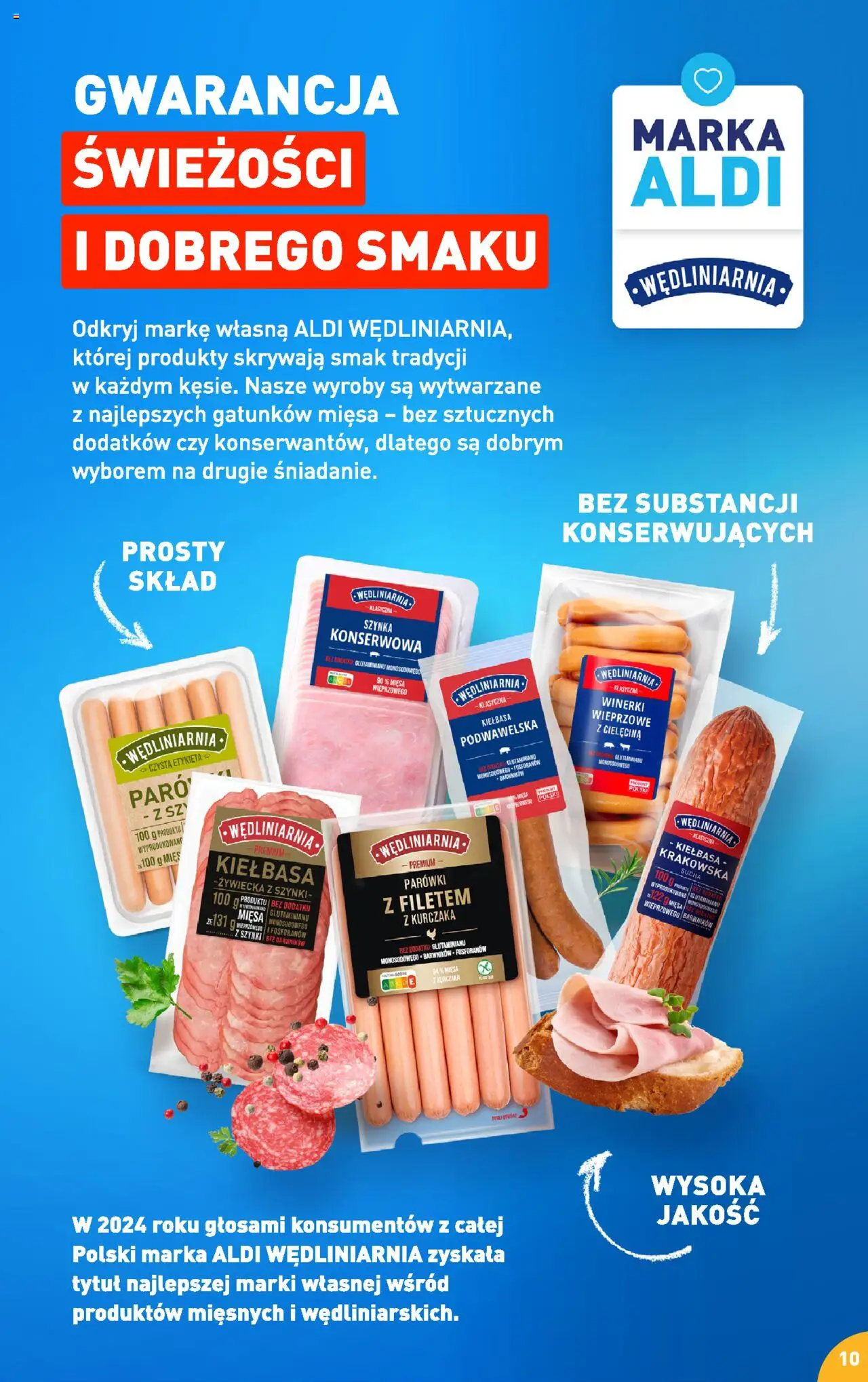 Aldi Gazetka - Przepisy na pyszne śniadanie od 05.08.2024 | Strona: 10 | Produkty: Kiełbasa, Parówki, Szynka, Kiełbasa krakowska