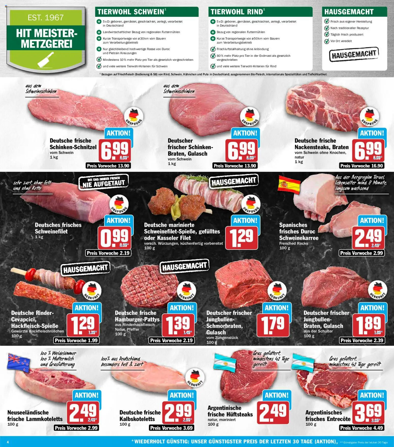HIT Prospekt – gültig ab 20.07.2026 | Seite: 4 | Produkte: Hahnchen, Gulasch, Pfeffer, Schinken