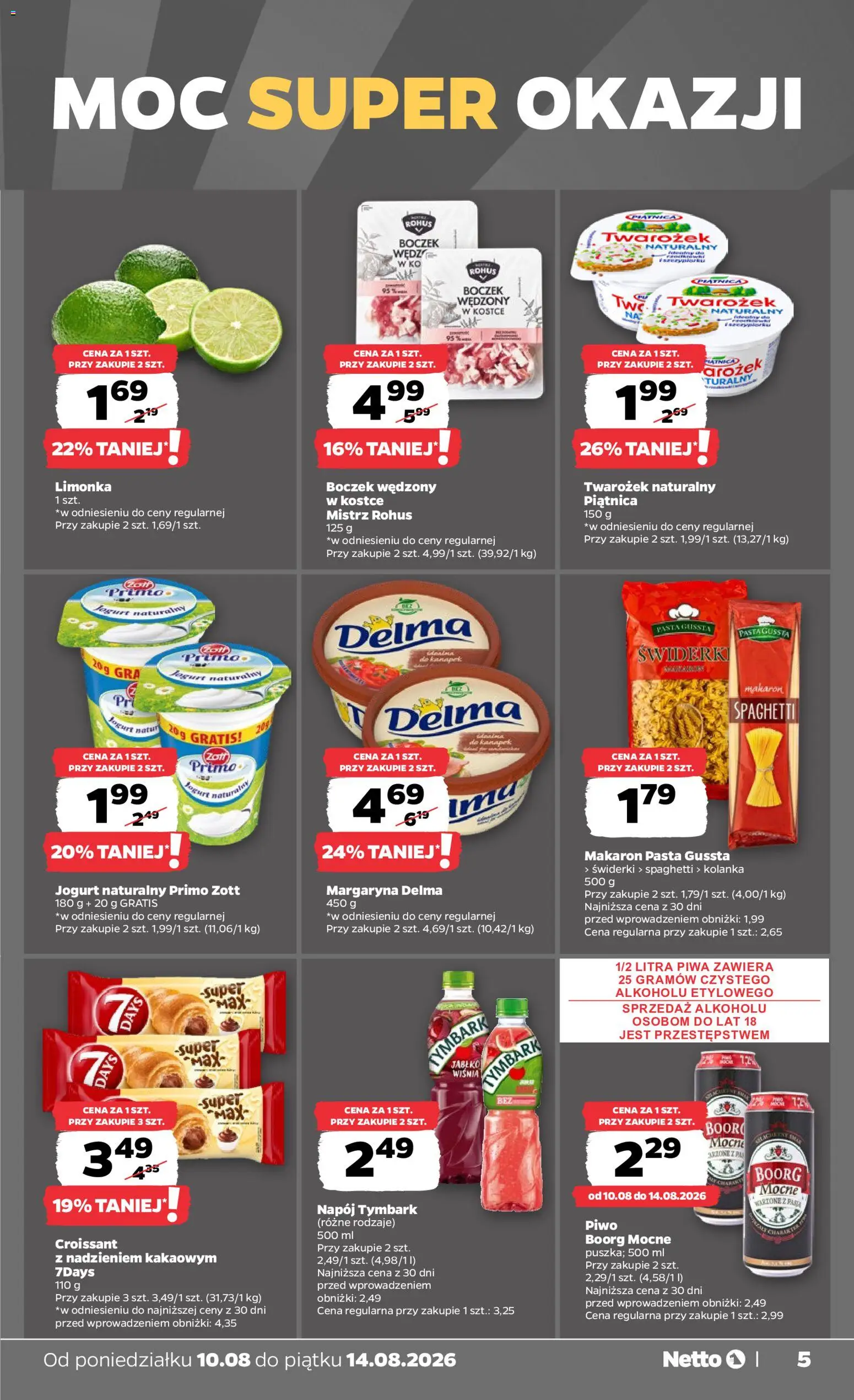Netto gazetka od poniedziałku od 10.08.2026 | Strona: 5 | Produkty: Croissant, Gra, Jogurt, Makaron