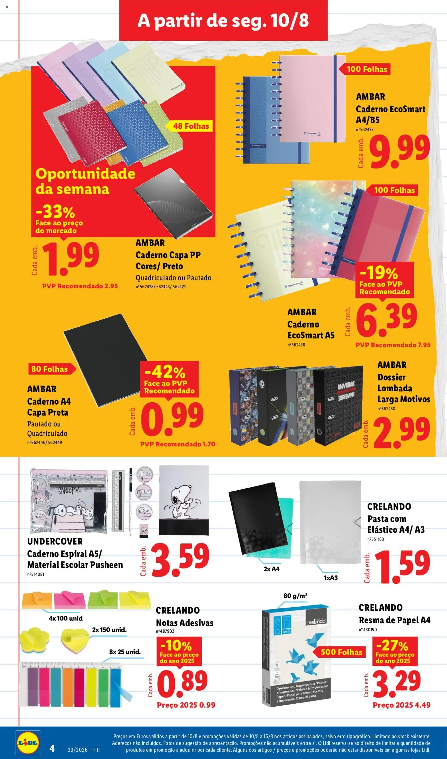 Lidl Novidades │ válido de 10/08/2026 | Página: 4 | Produtos: Caderno, Notebook