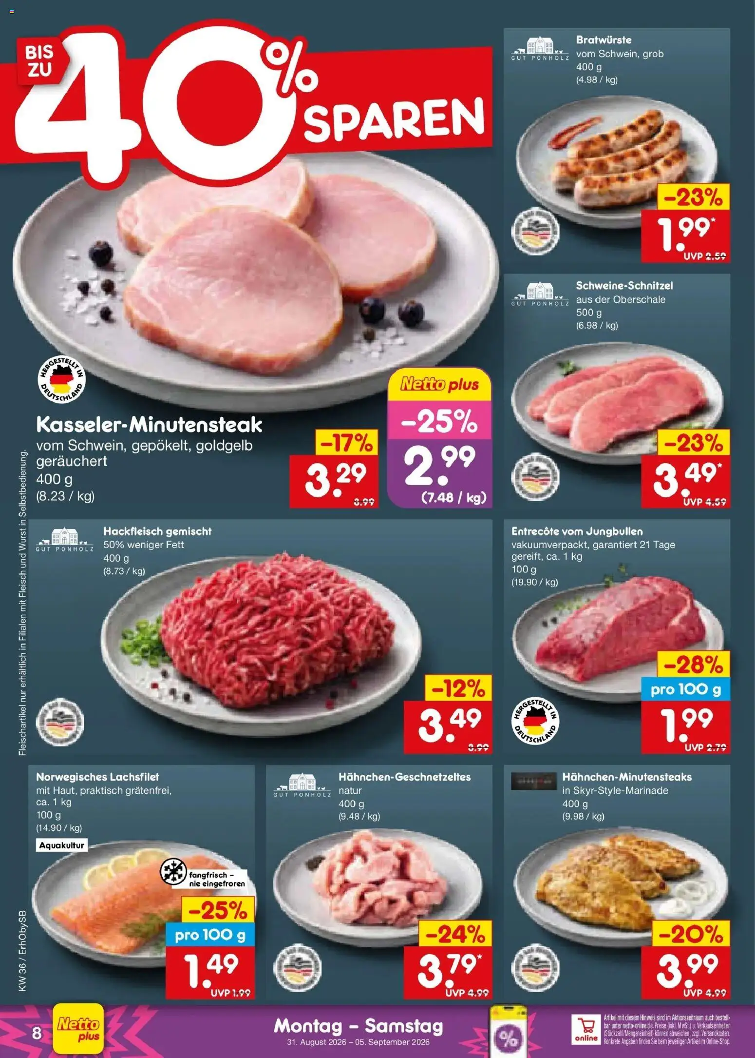 Netto Marken-Discount Prospekt Mauern (ab 31.08.2026) » Angebote | Seite: 10 | Produkte: Entrecote, Wurst, Fleisch, Hackfleisch