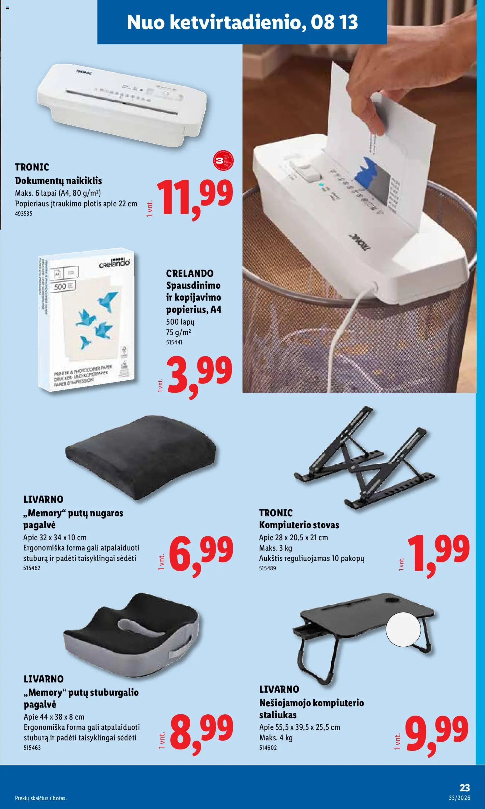 LIDL akcijos nuo 2026.08.10 | Puslapis: 23 | Prekių: Pagalvė, Stovas