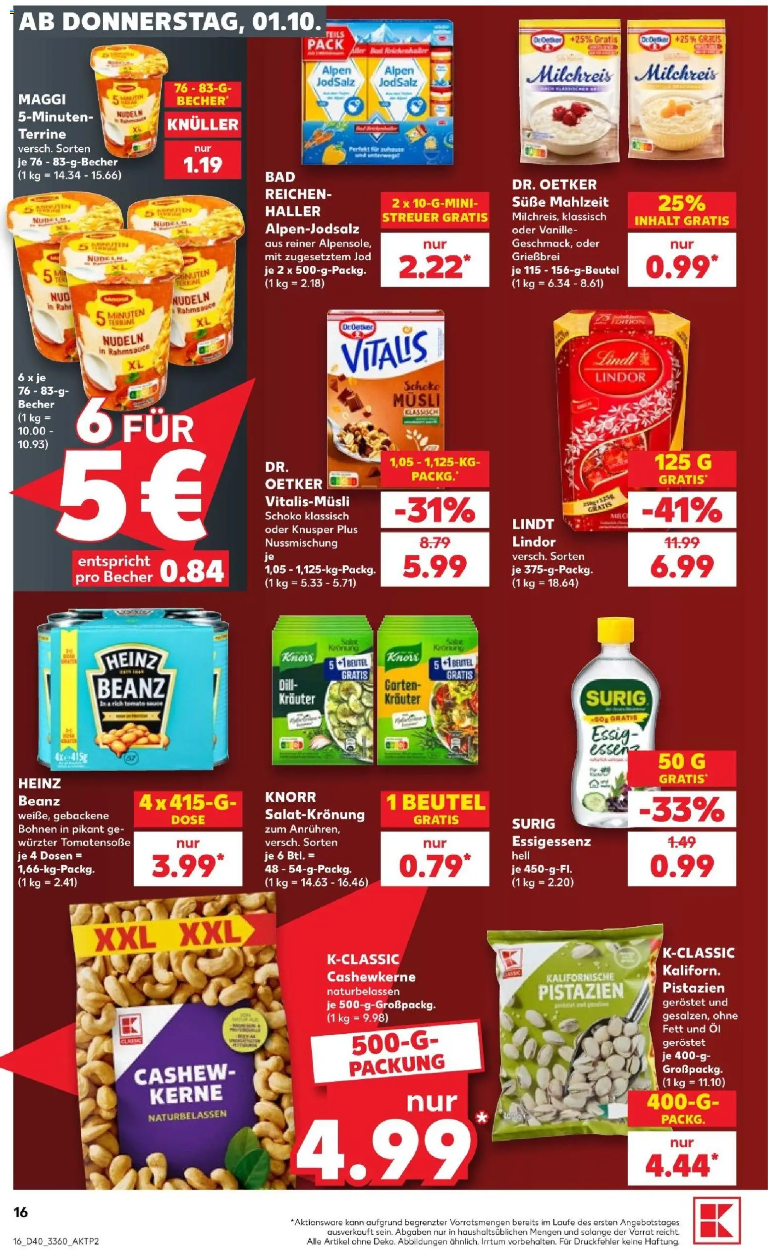 Kaufland Prospekt Potsdam – gültig ab 01.10.2026 | Seite: 20 | Produkte: Musli, Knorr, Pistazien, Lindt