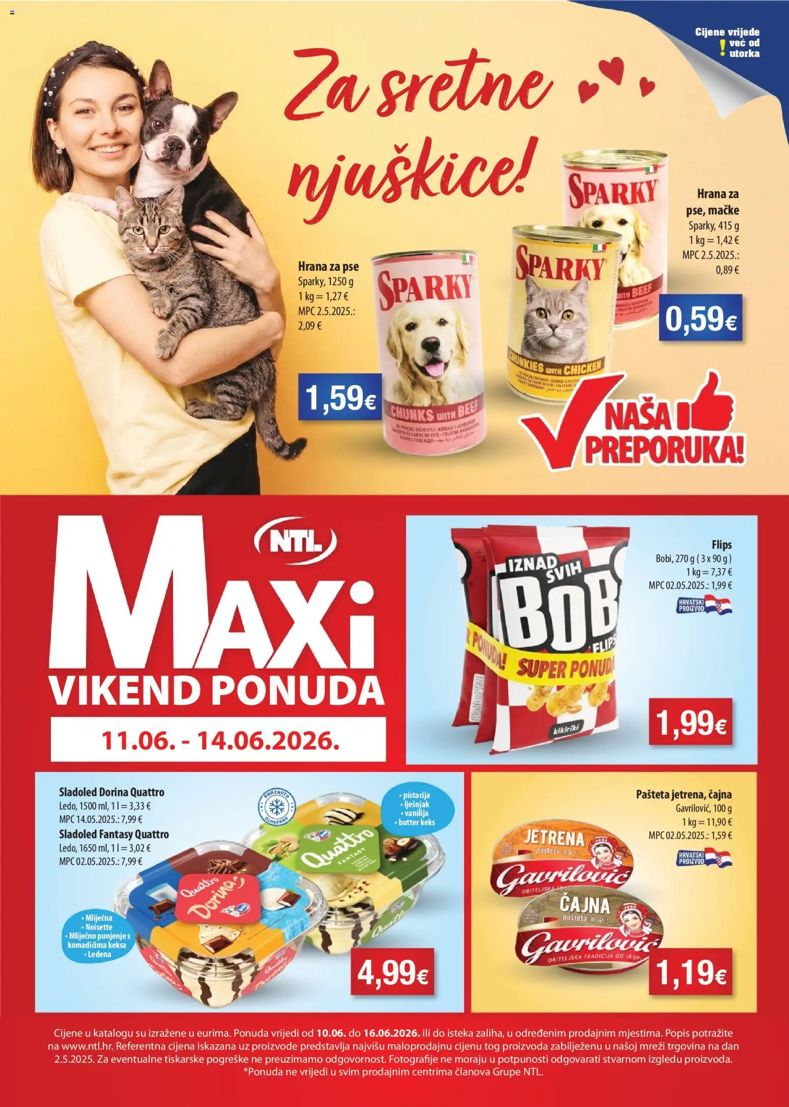 NTL katalog | vrijedi od 10.06.2026 | Stranica: 16 | Proizvodi: Flips, Hrana za pse, Keks, Sladoled