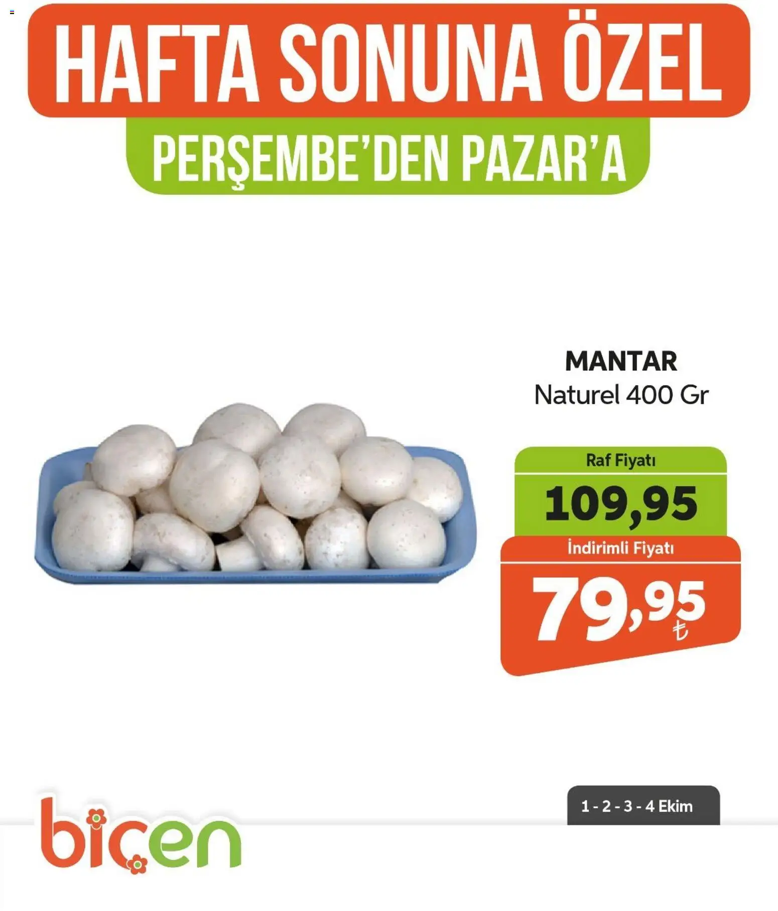 Biçen Market - Hafta Sonuna Özel - Sebze İndirimi - 01 Ekim 2026 tarihinden itibaren geçerlidir | Sayfa: 6 | Ürünler: Raf, Mantar