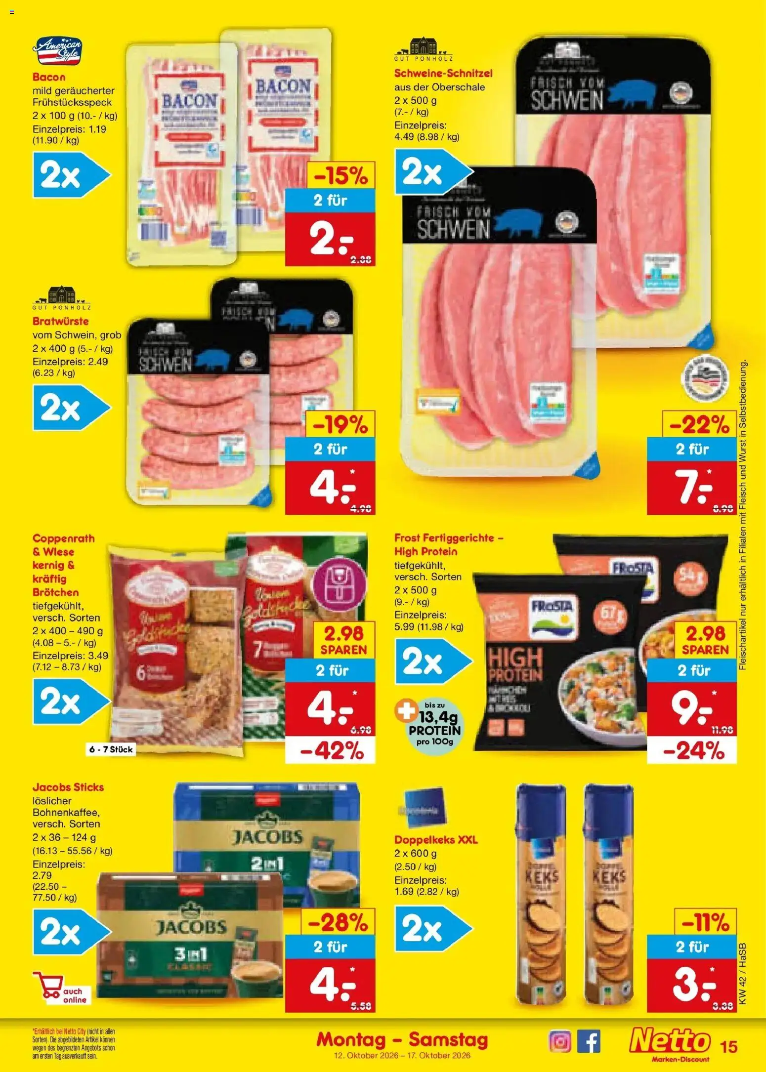 Netto Marken-Discount Prospekt Unna (ab 12.10.2026) » Angebote | Seite: 17 | Produkte: Frosta, Fertiggerichte, Wurst, Fleisch