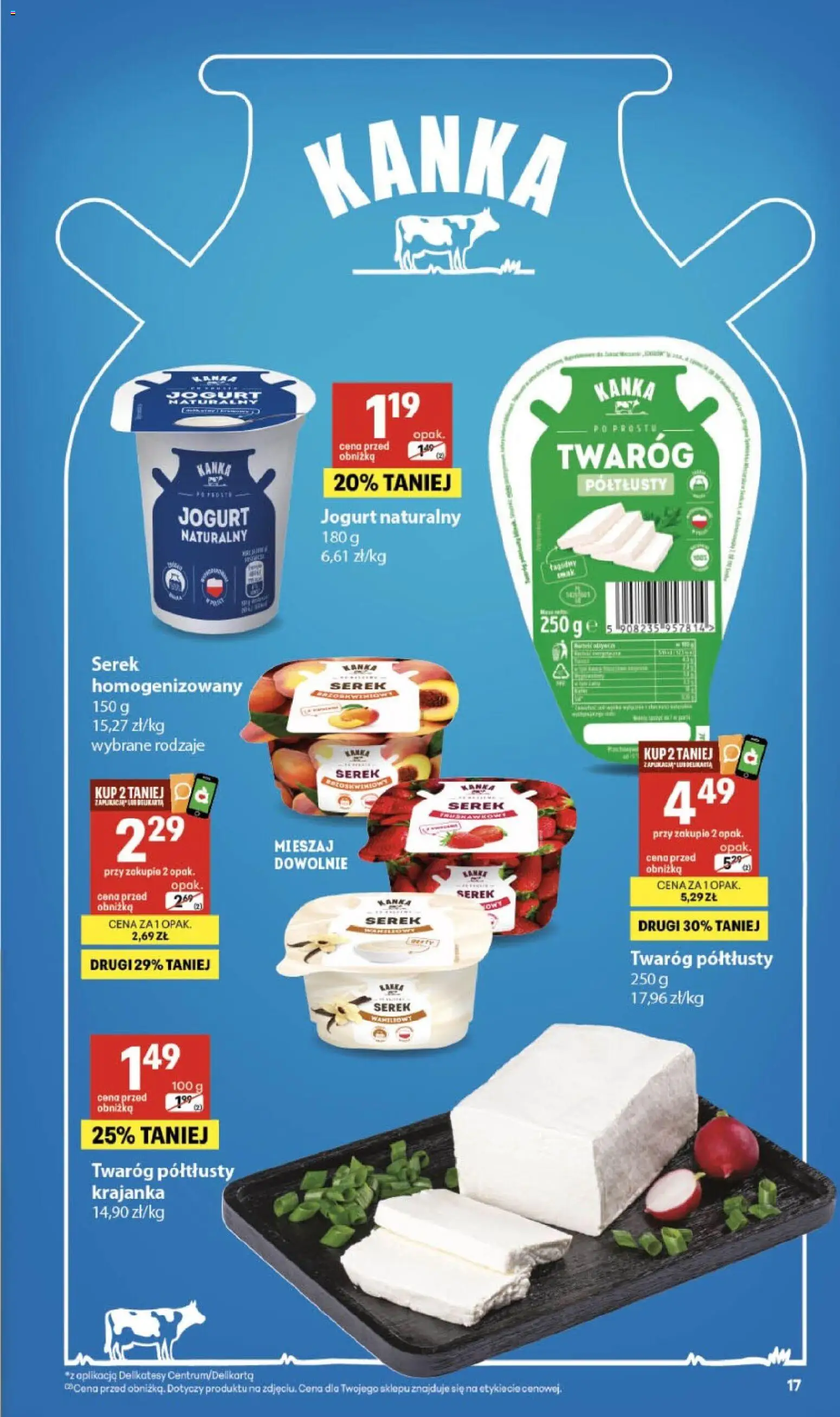 Delikatesy Centrum gazetka - Sklepy Własne od 01.10.2026 | Strona: 17 | Produkty: Twaróg półtłusty, Serek, Jogurt, Twaróg