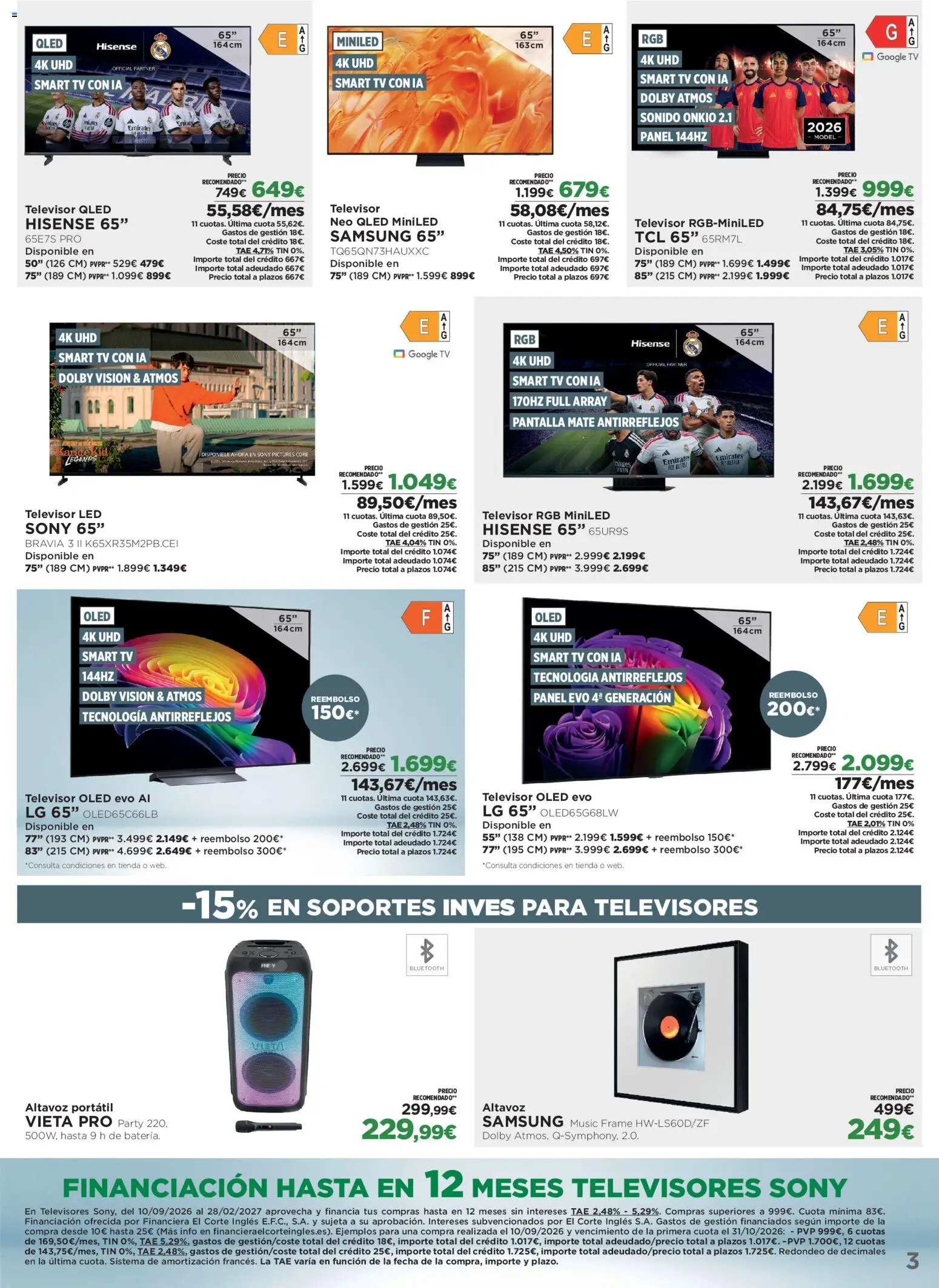 El Corte Inglés Los Tecnoprecios │ válido desde el 26/10/2026 | Página: 3 | Productos: Portátil, Televisor, Altavoz