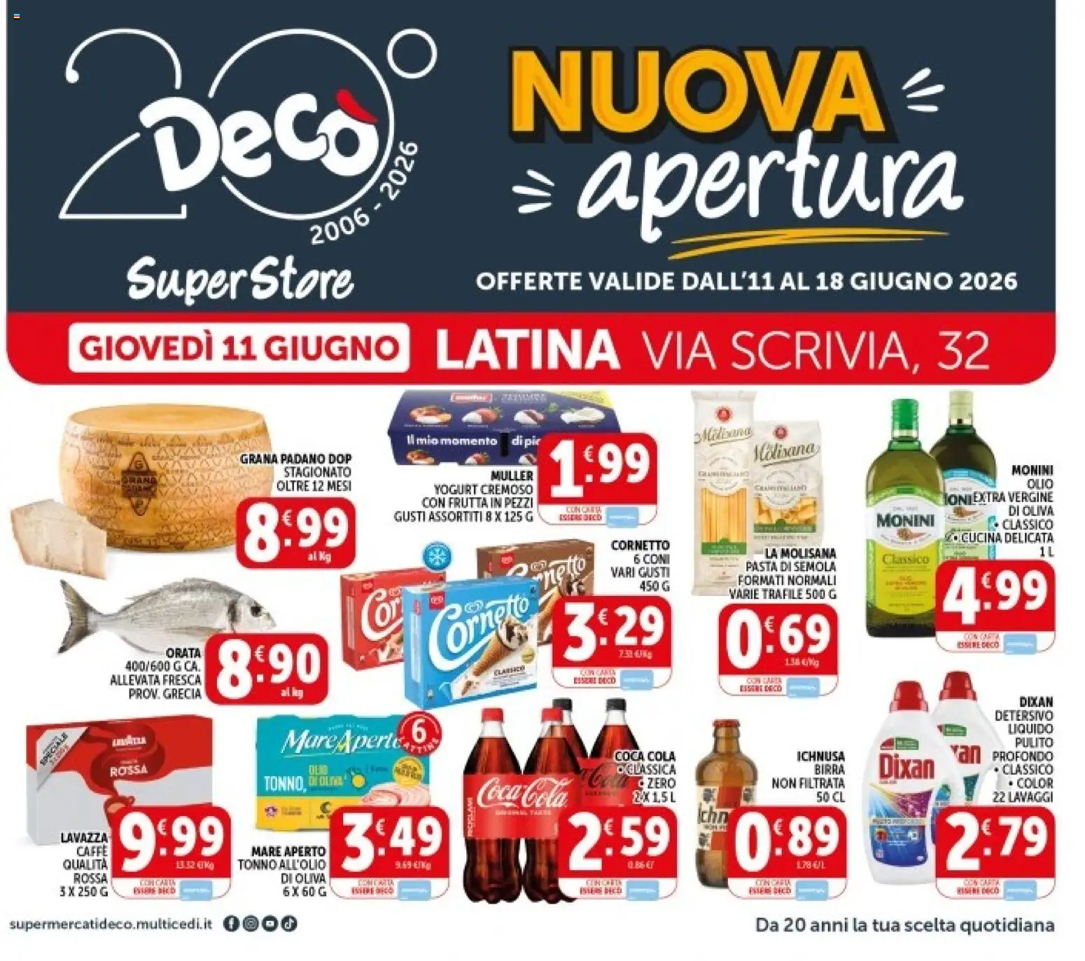 Volantino Decò del 11.06.2026 | Pagina: 1 | Prodotti: Yogurt, Frutta, Olio, Grana Padano