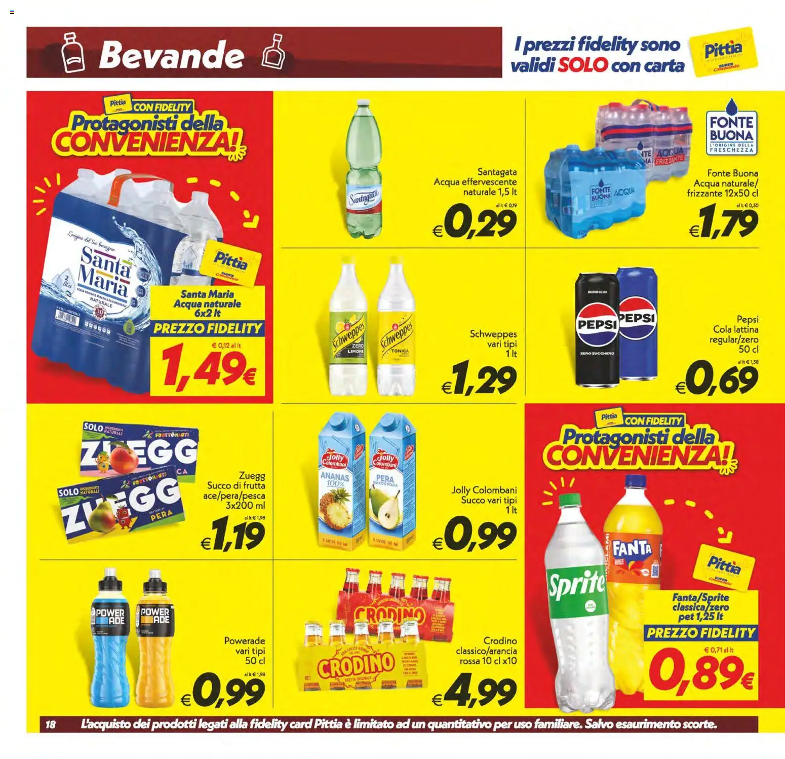 Volantino SuperConveniente del 23/10/2026 | Pagina: 18 | Prodotti: Succo, Acqua, Frutta, Zucchero