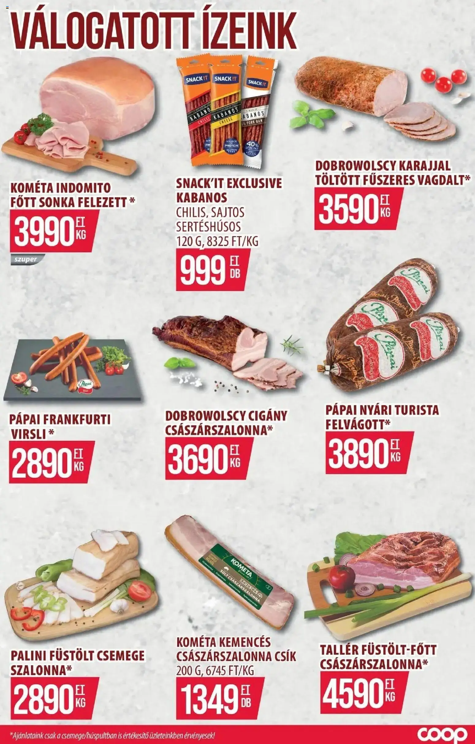 COOP Szolnok akciós újság Nagyszentjános - 2026.09.07. -tól/töl > akció, lapozható szórólap 🛍️ | Oldal: 9 | Termékek: Pápai, Sonka, Császárszalonna, Csemege