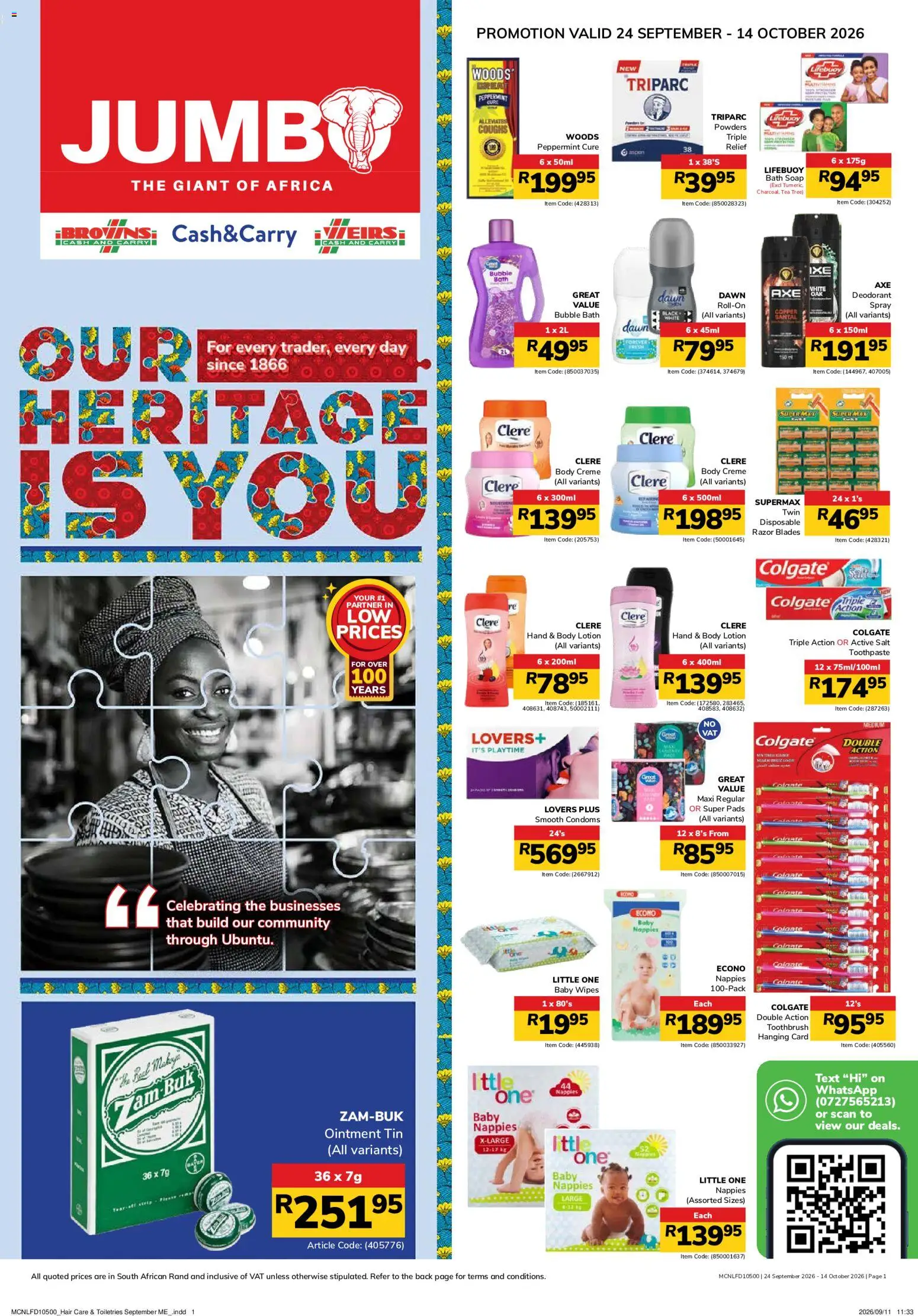 New Jumbo catalogue – valid from 23/09/2026 | Page: 1 | Products: Pads, Salt, Nappies, Lotion