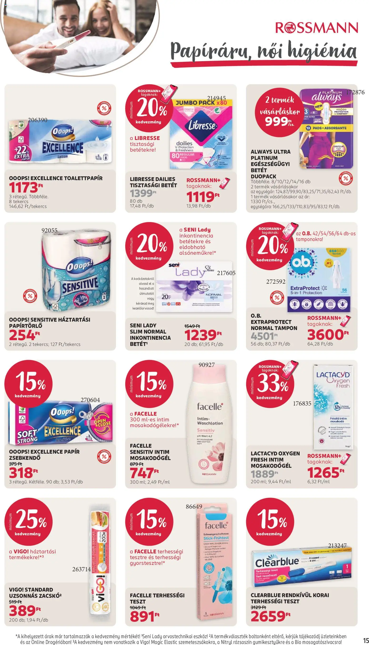 Rossmann akciós ujság - amely érvényes a következő dátumtól: 2026.09.21. | Oldal: 17 | Termékek: Zsebkendő, Papírtörlő, Terhességi teszt, Eszköz