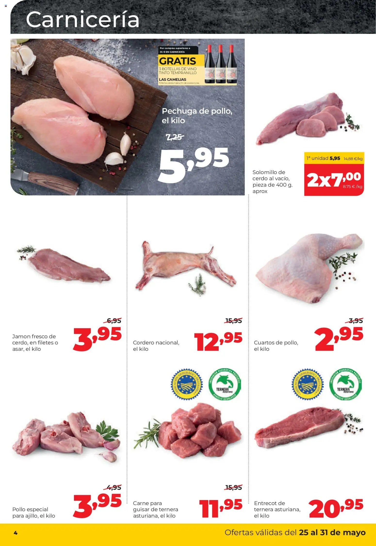 Alimerka folleto Asturias │ válido desde el 25.05.2026 | Página: 4 | Productos: Solomillo de cerdo, Jamón, Cerdo, Φίλτρο καφέ