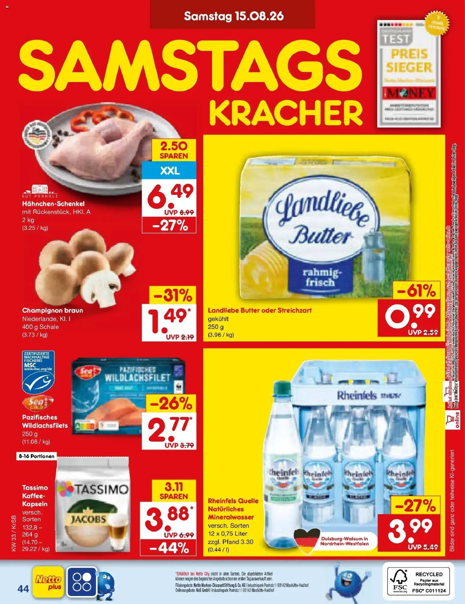 Netto Marken-Discount Prospekt Jüchen (ab 10.08.2026) » Angebote | Seite: 60 | Produkte: Butter, Kaffee, Mineralwasser, Bilder