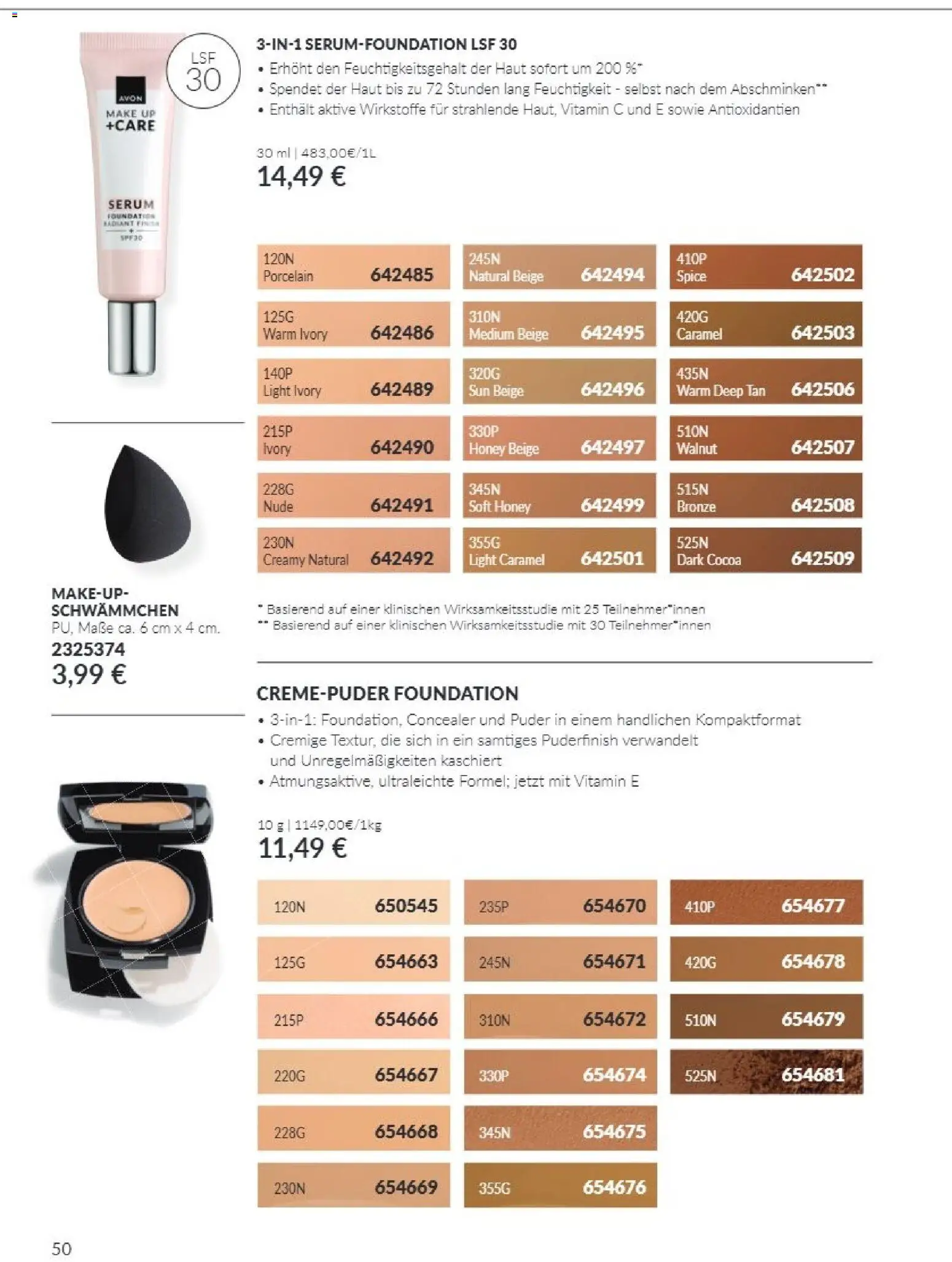 AVON Katalog Oktober 2026 – gültig ab 01.10.2026 | Seite: 50 | Produkte: Concealer, Puder, Foundation, Serum