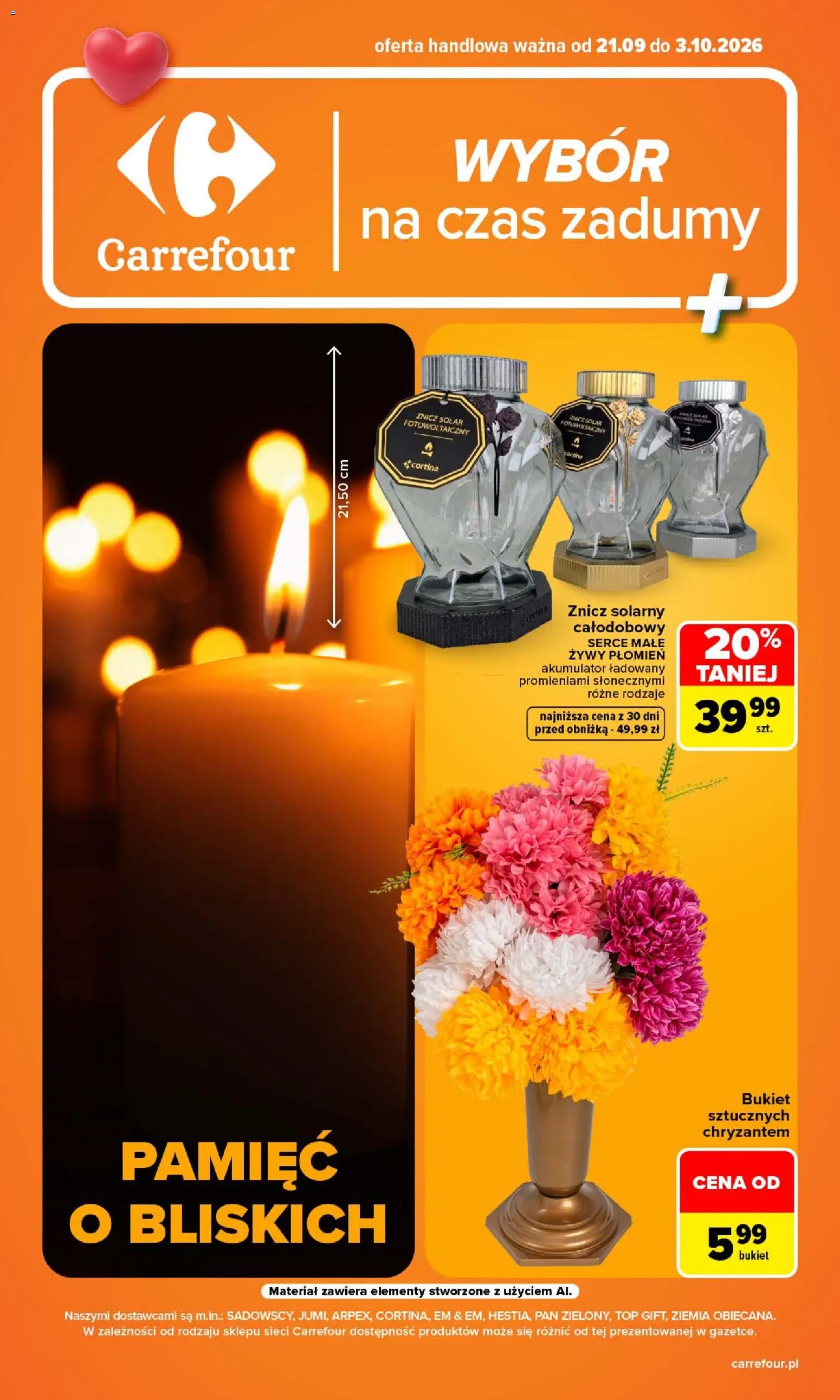 Carrefour gazetka - Wybór na czas zadumy od 21.09.2026 | Strona: 1 | Produkty: Top, Ziemia