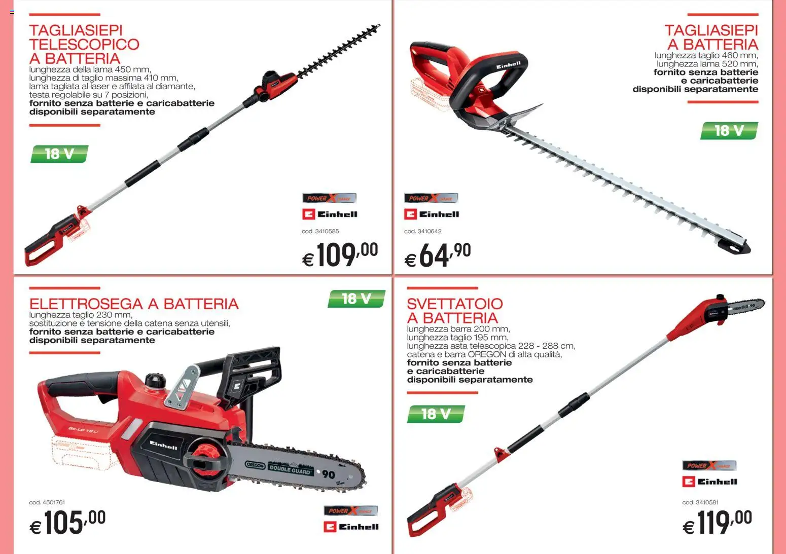 Volantino Brico OK del 05/03/2026 | Pagina: 19 | Prodotti: Tagliasiepi, Batteria, Batterie, Caricabatterie