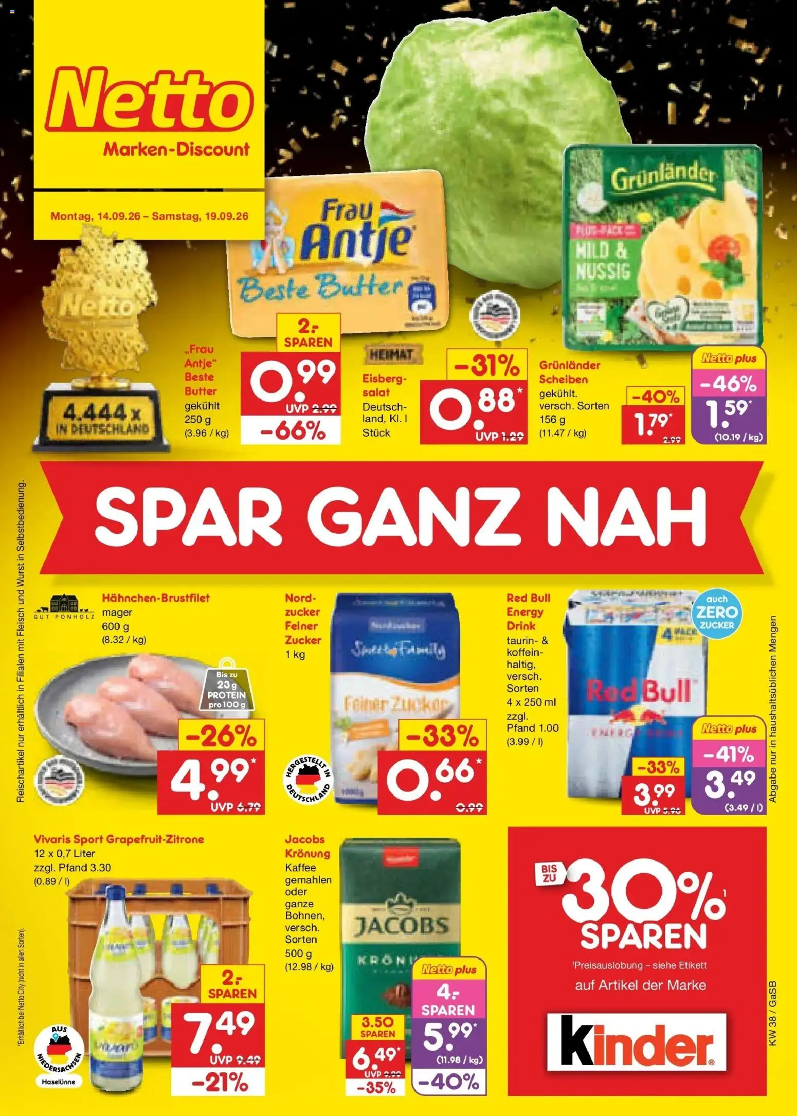 Netto Marken-Discount Prospekt Oldenburg – gültig ab 14.09.2026 | Seite: 1 | Produkte: Kaffee, Grunlander, Wurst, Fleisch