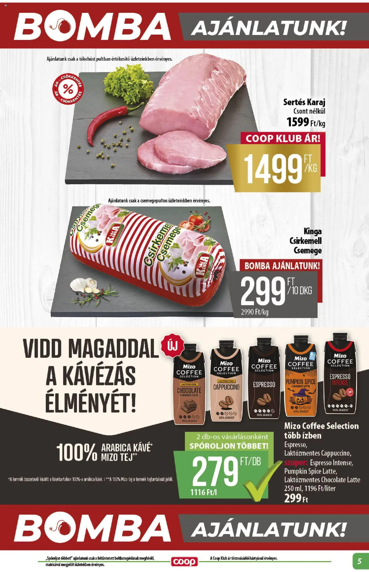 COOP akciós ujság - amely érvényes a következő dátumtól: 2026.09.17. | Oldal: 5 | Termékek: Cappuccino, Laktózmentes, Csemege, Csirkemell