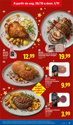 Pré-visualização DELUXE Maminha de Bovino Recheada com Queijo, Bacon e Orégãos, DELUXE Maminha de Bovino Recheada com Queijo, Bacon e Orégãos Vendido ao kg válido de 26/10/2026 | Página: 17 | Produtos: Bacon, Hambúrguer, Castanhas, Carne