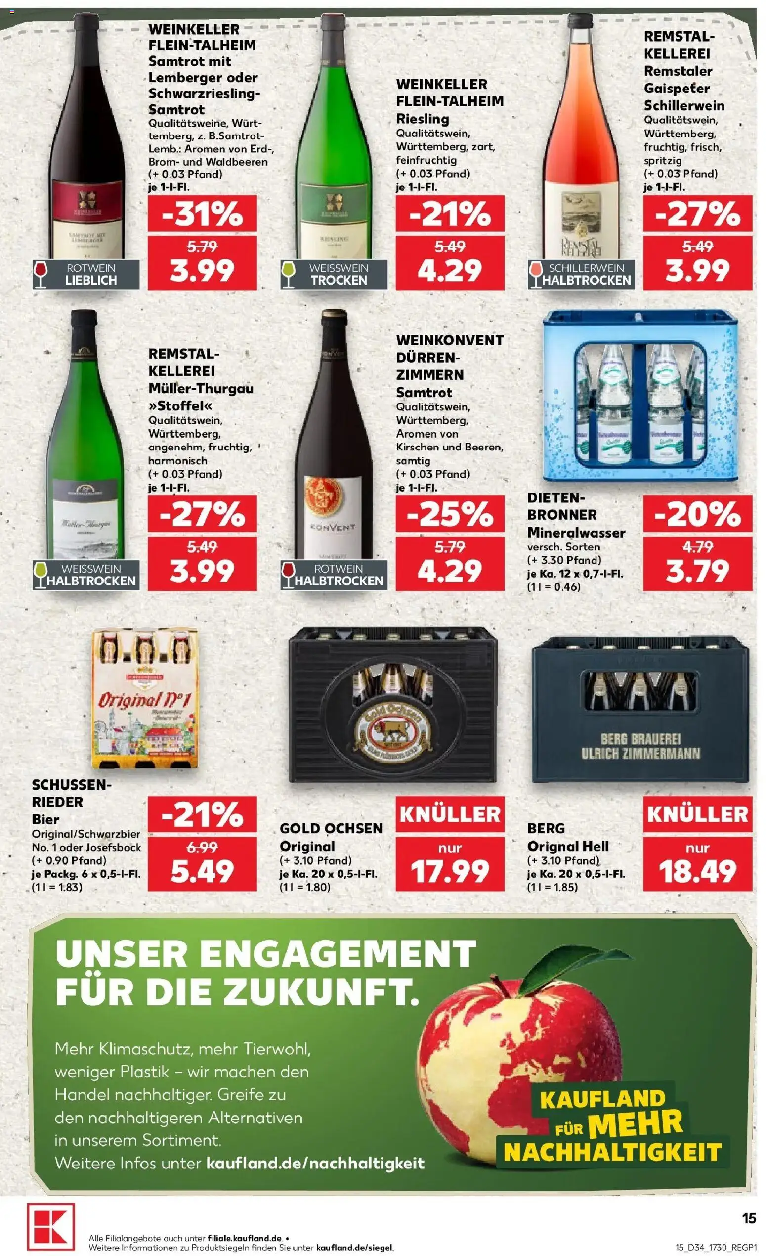 Prospekt Kaufland ab 20.08.2026 » Angebote Online zum Blättern | Seite: 15 | Produkte: Bier, Weißwein, Rotwein, Mineralwasser