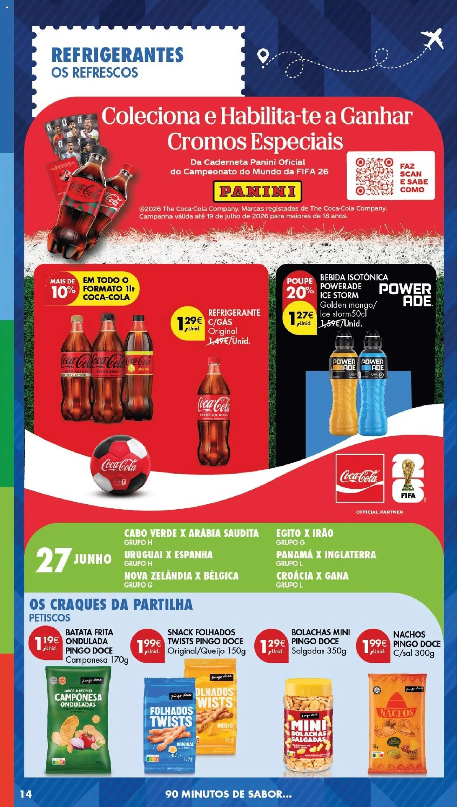 Pingo Doce Bebidas e Petiscos 2026 │ válido de 09.06.2026 | Página: 14 | Produtos: Açúcar, Coca-cola, Bebida, Soda