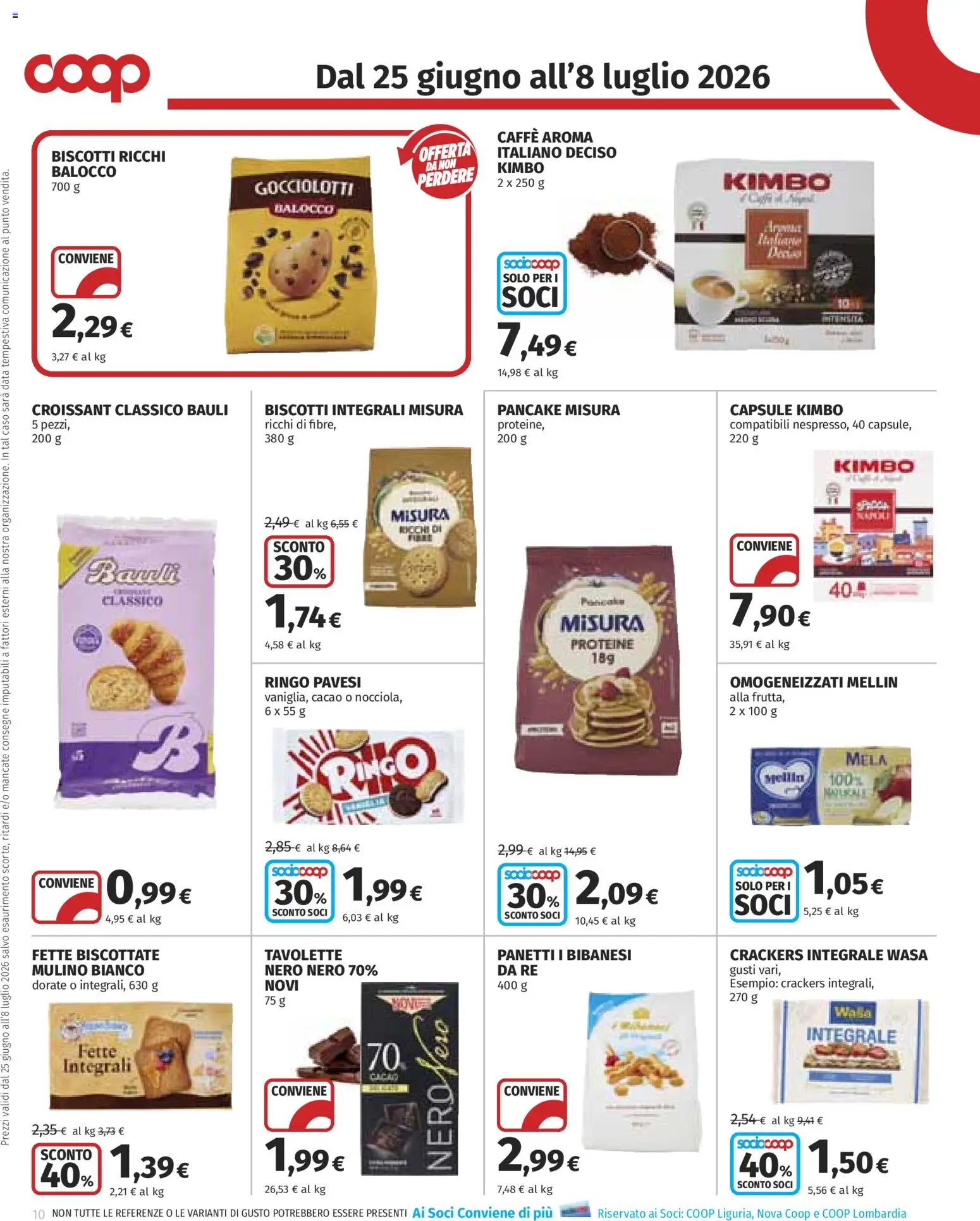 Volantino COOP del 25/06/2026 | Pagina: 10 | Prodotti: Caffè, Crackers, Croissant, Cacao