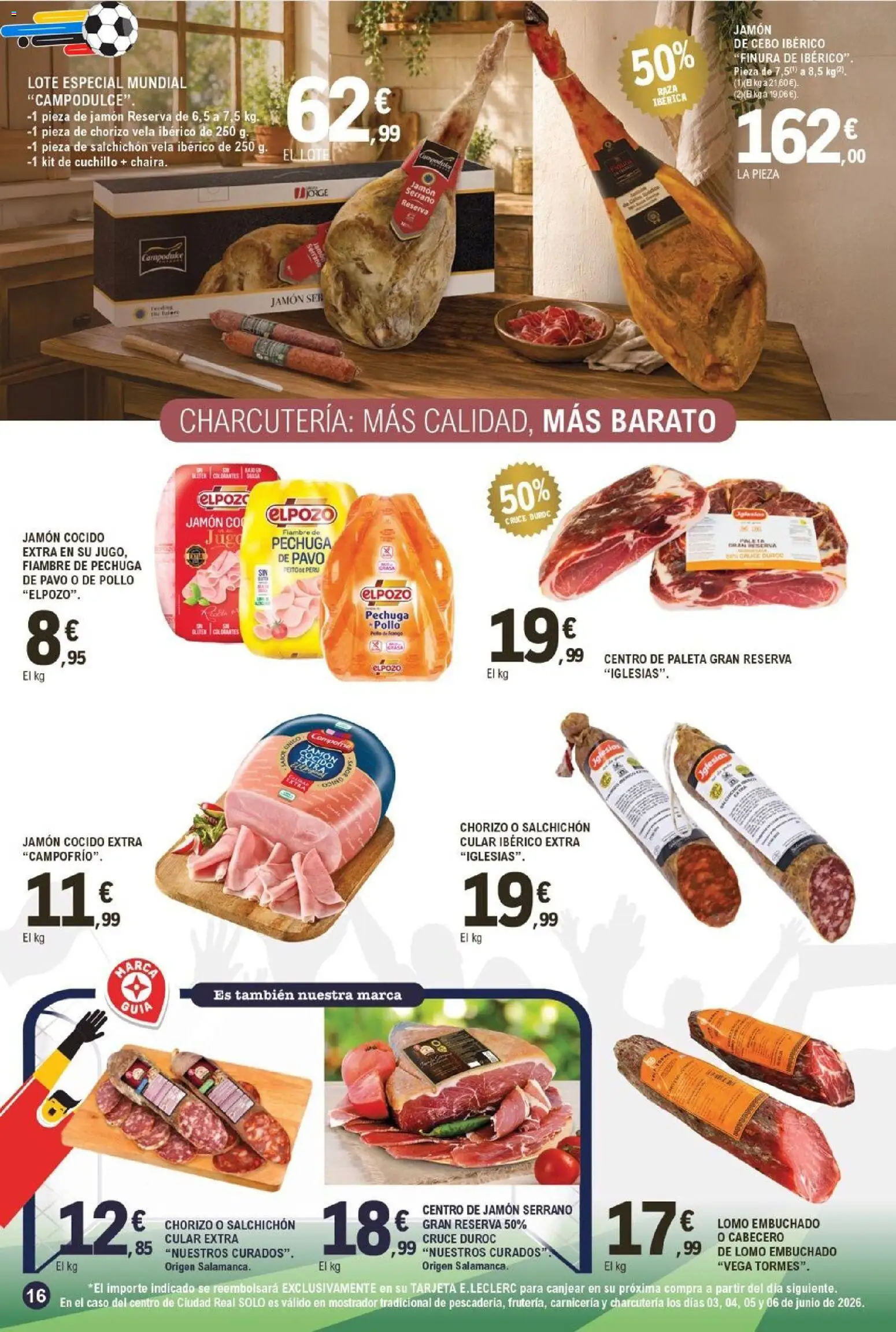 E.Leclerc folleto Gool │ válido desde el 03.06.2026 | Página: 16 | Productos: Jamón serrano, Jamón, Jamón cocido, Vela