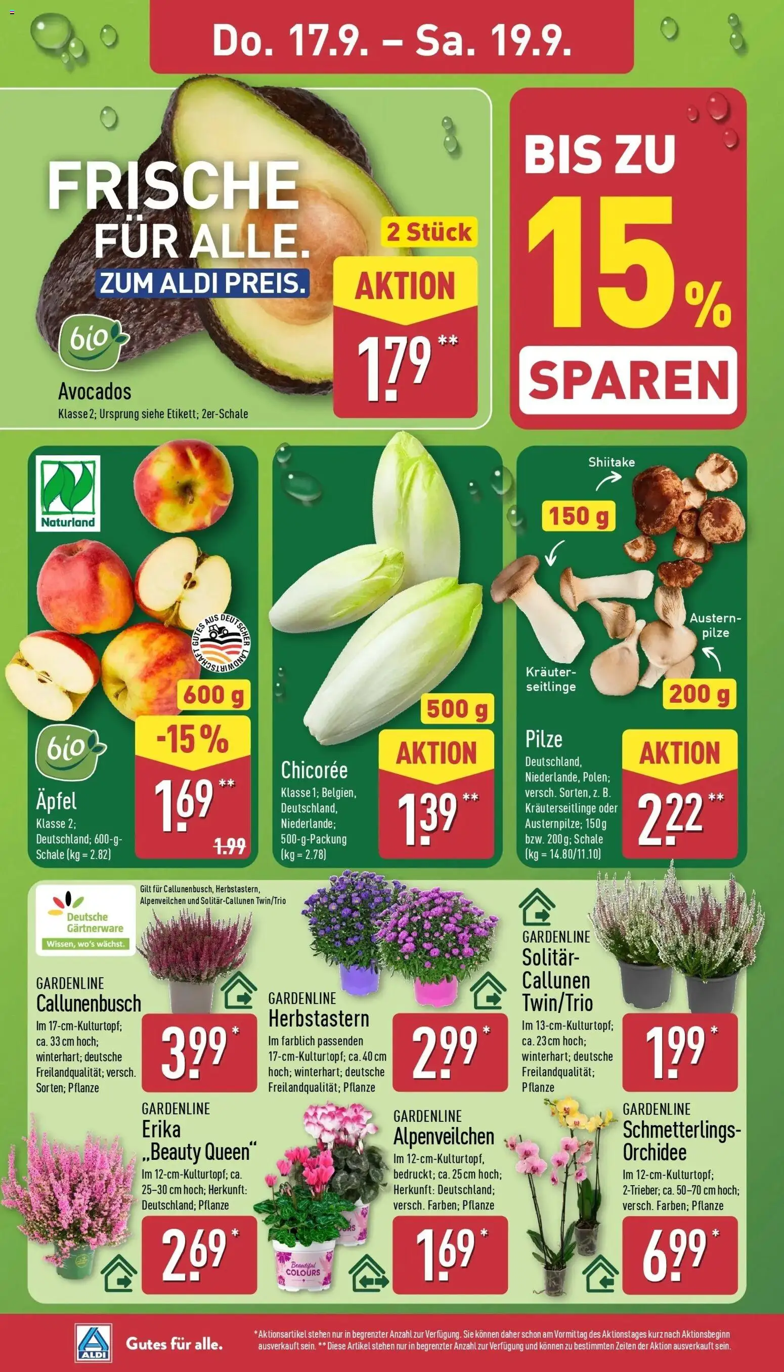Aldi Aktueller Prospekt (ab 15.09.2026) » Angebote Online | Seite: 30 | Produkte: Orchidee, Äpfel, Apple, Avocado