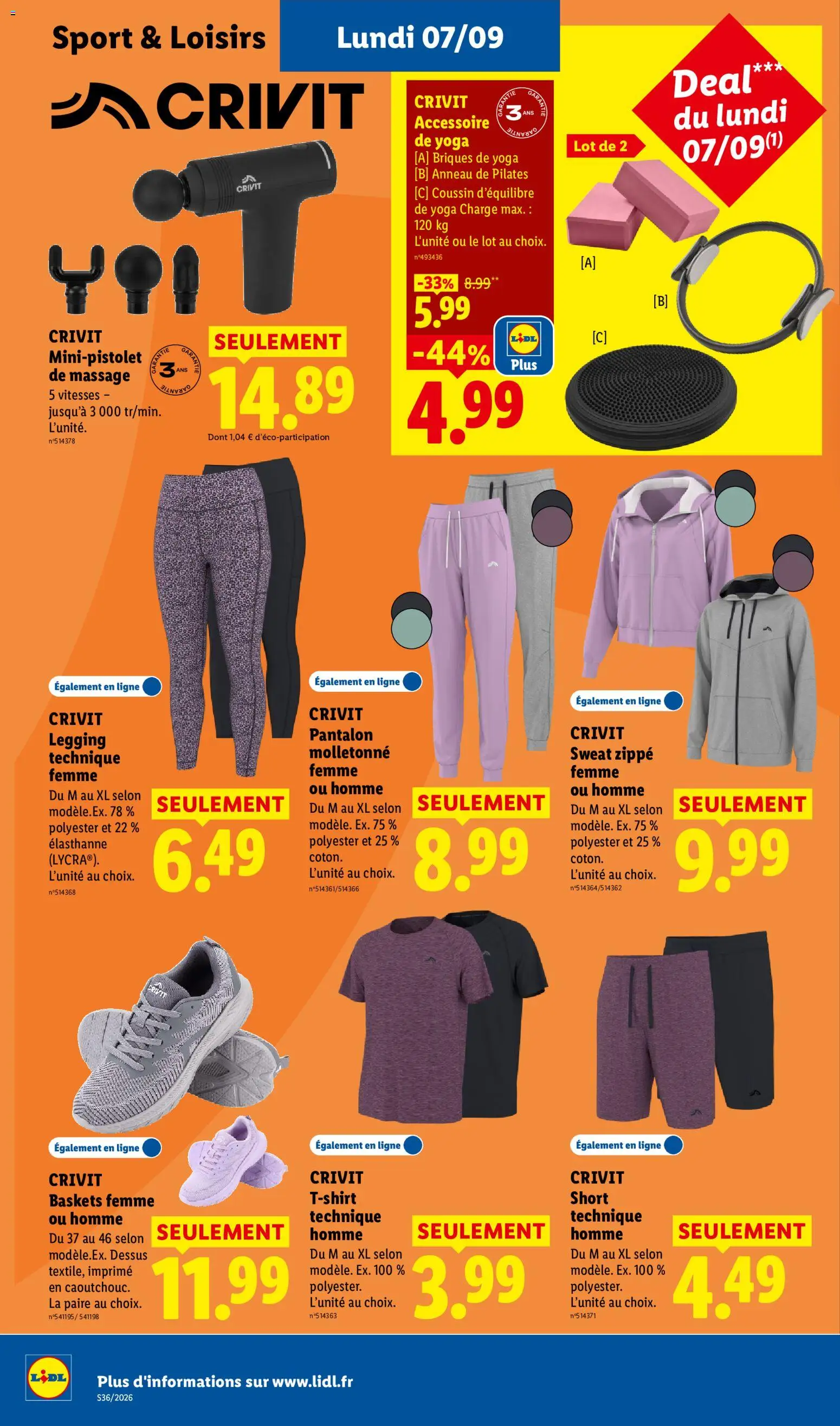 {H1} | Page: 56 | Produits: Accessoire de yoga, Crivit legging technique femme, Crivit, Short