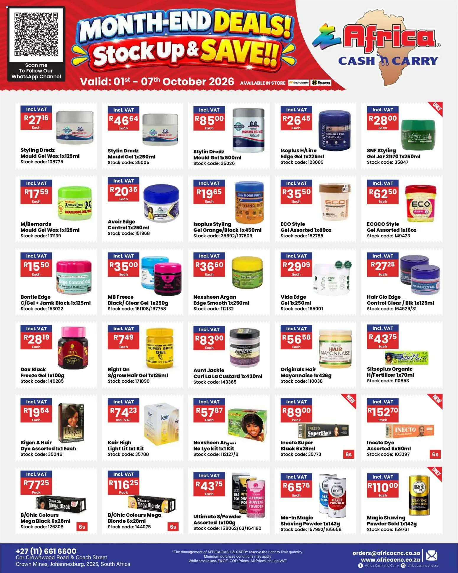 New Africa Cash & Carry catalogue – valid from 01/10/2026 | Page: 4 | Products: Custard, Wax, Light, Powder
